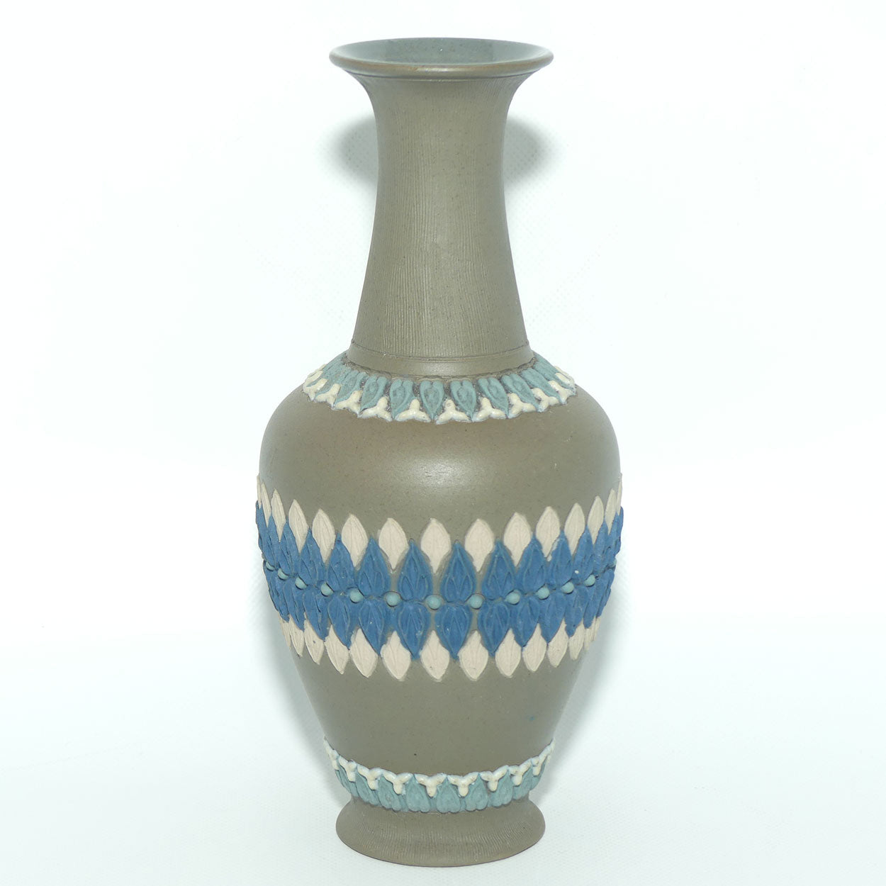 Doulton Lambeth Silicon vase | Grey with Tricolour decoration