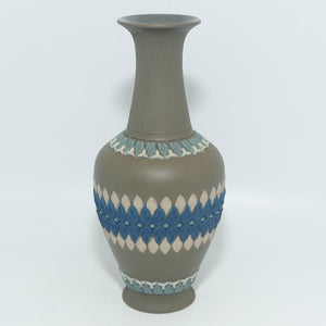 Doulton Lambeth Silicon vase | Grey with Tricolour decoration