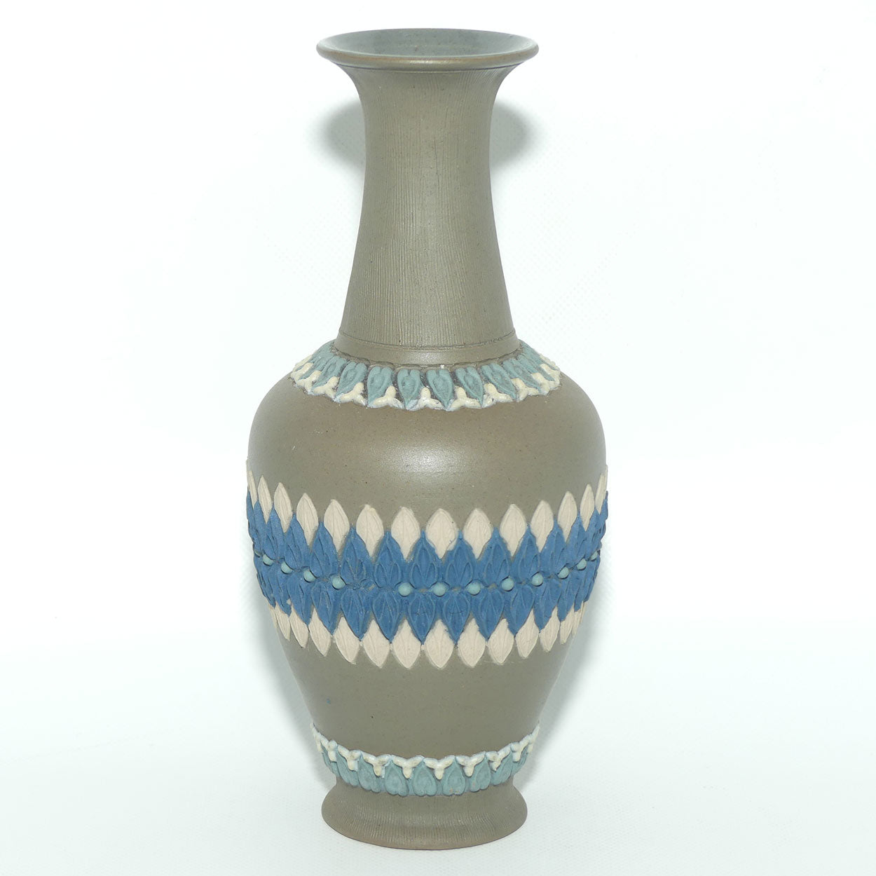 Doulton Lambeth Silicon vase | Grey with Tricolour decoration