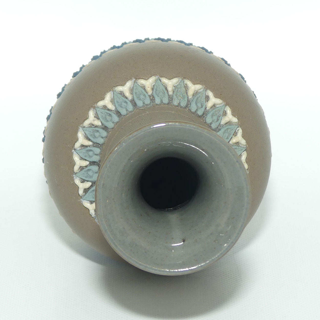 Doulton Lambeth Silicon vase | Grey with Tricolour decoration