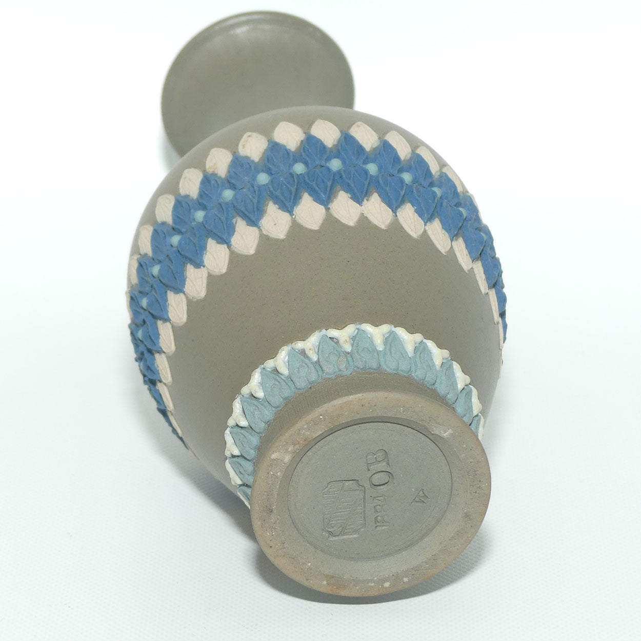 Doulton Lambeth Silicon vase | Grey with Tricolour decoration