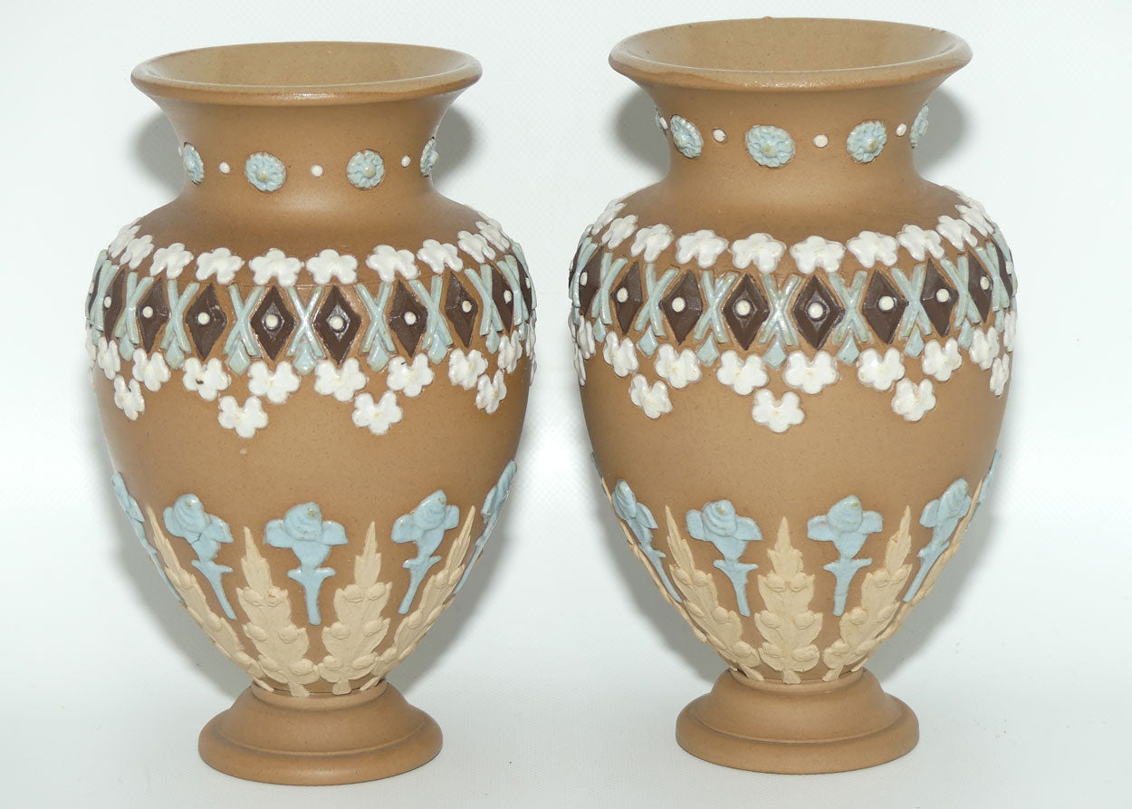 Royal Doulton Silicon pair small four colour balluster vases