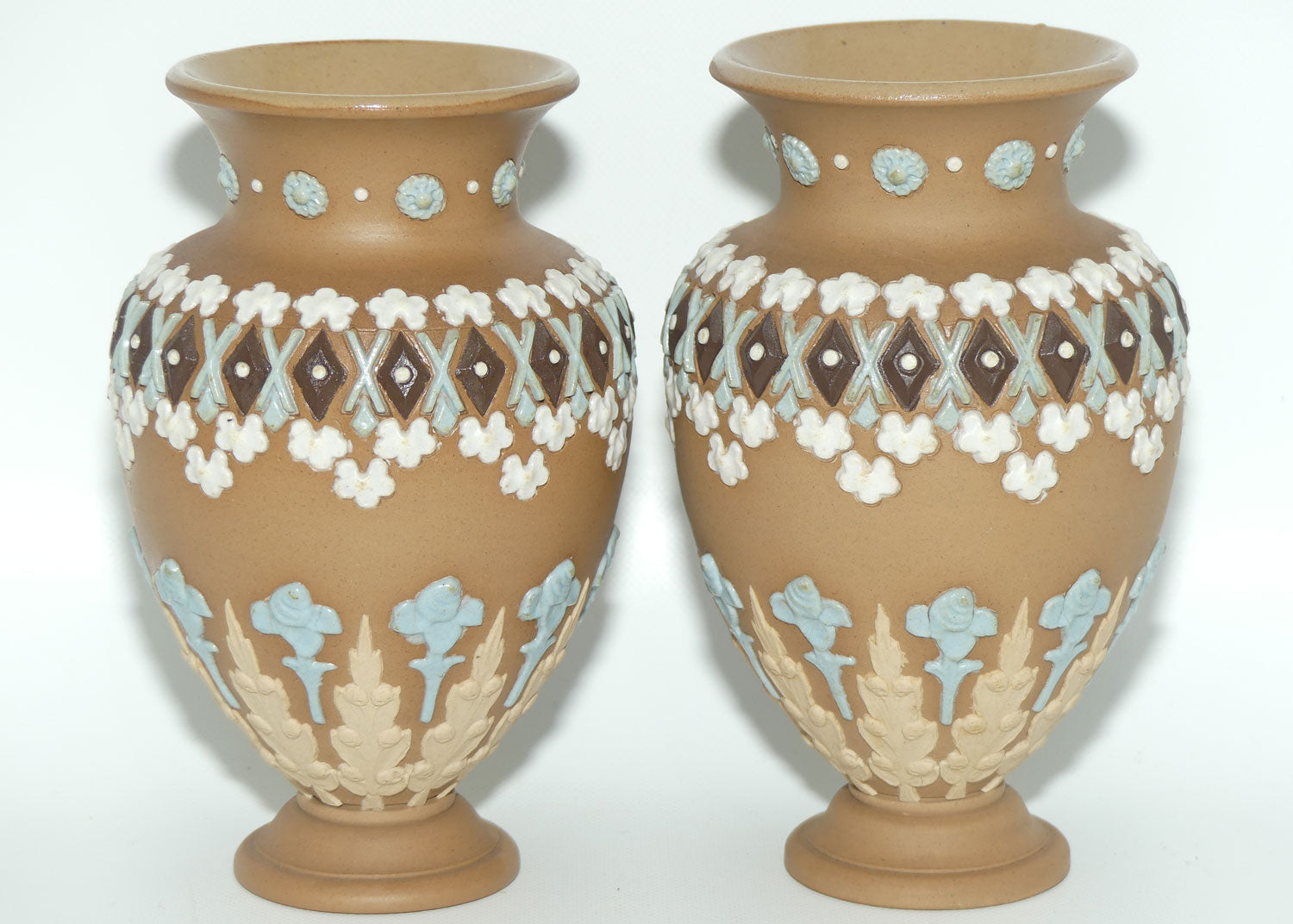 Royal Doulton Silicon pair small four colour balluster vases