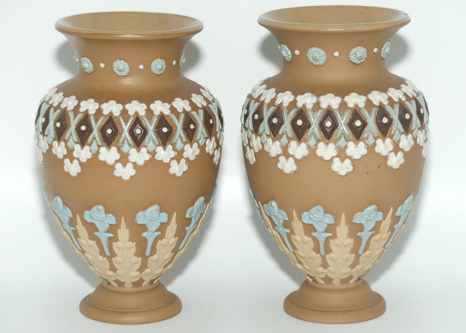 Royal Doulton Silicon pair small four colour balluster vases