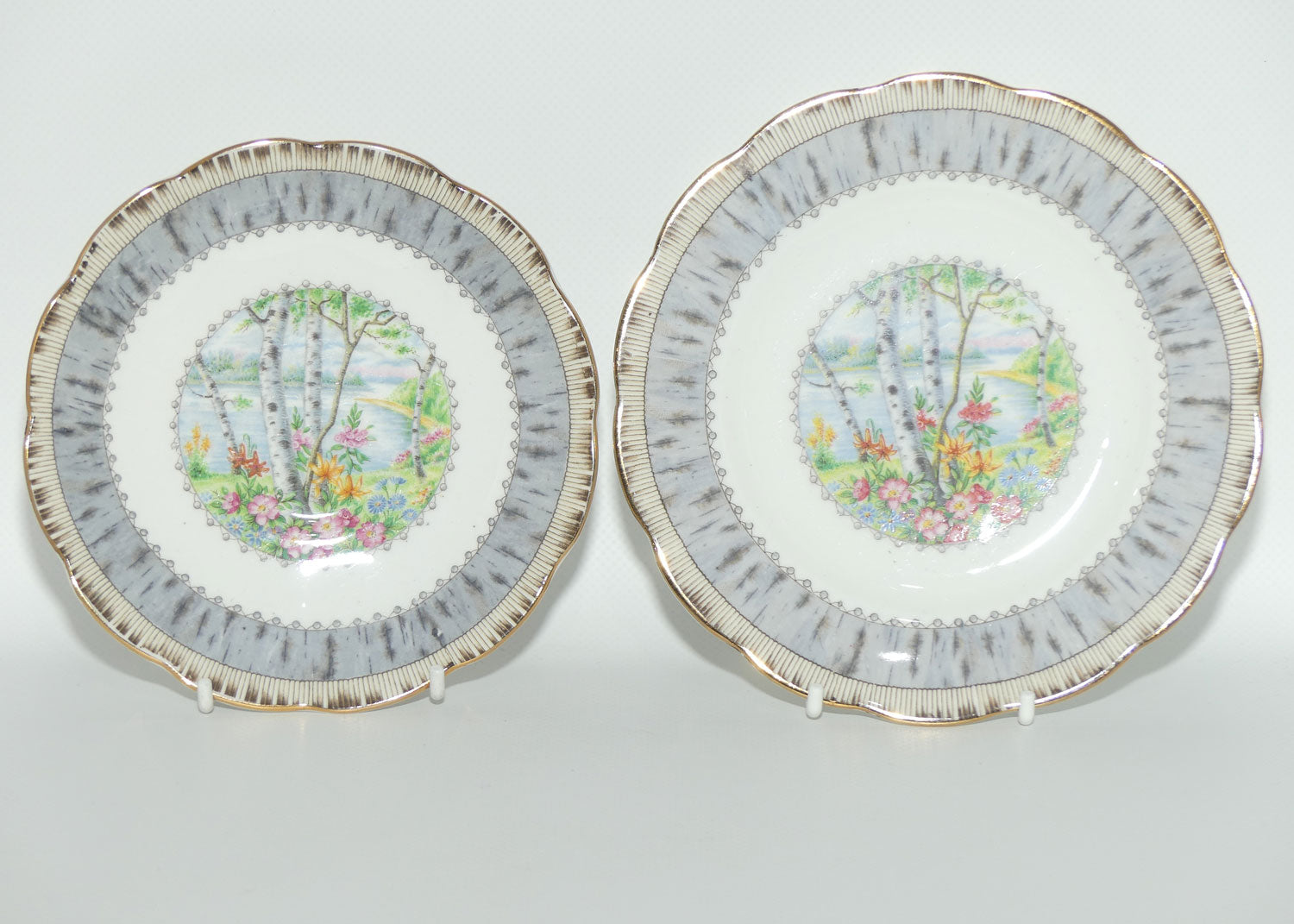 Royal Albert Bone China Silver Birch trio