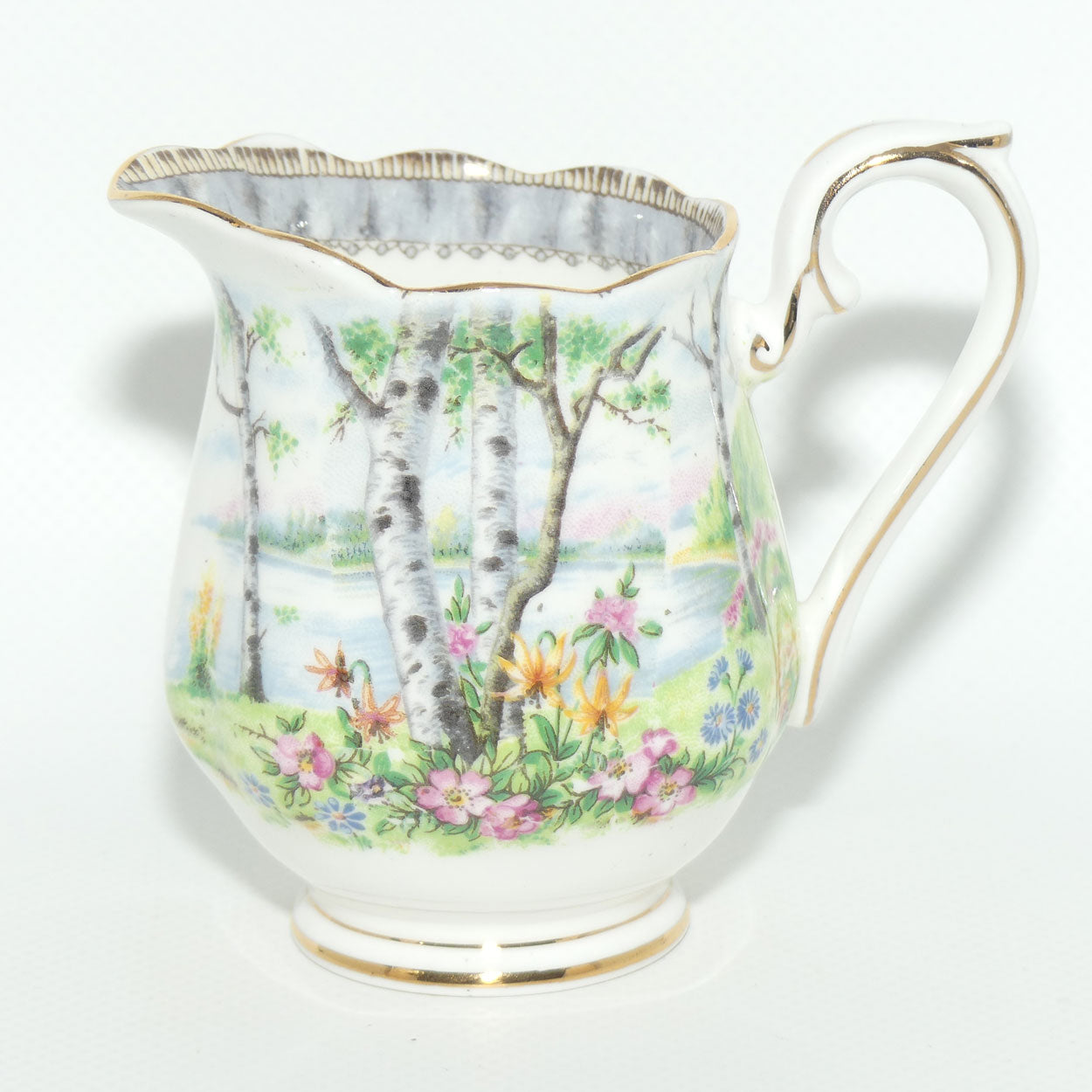 Royal Albert Bone China Silver Birch milk jug | coffee size
