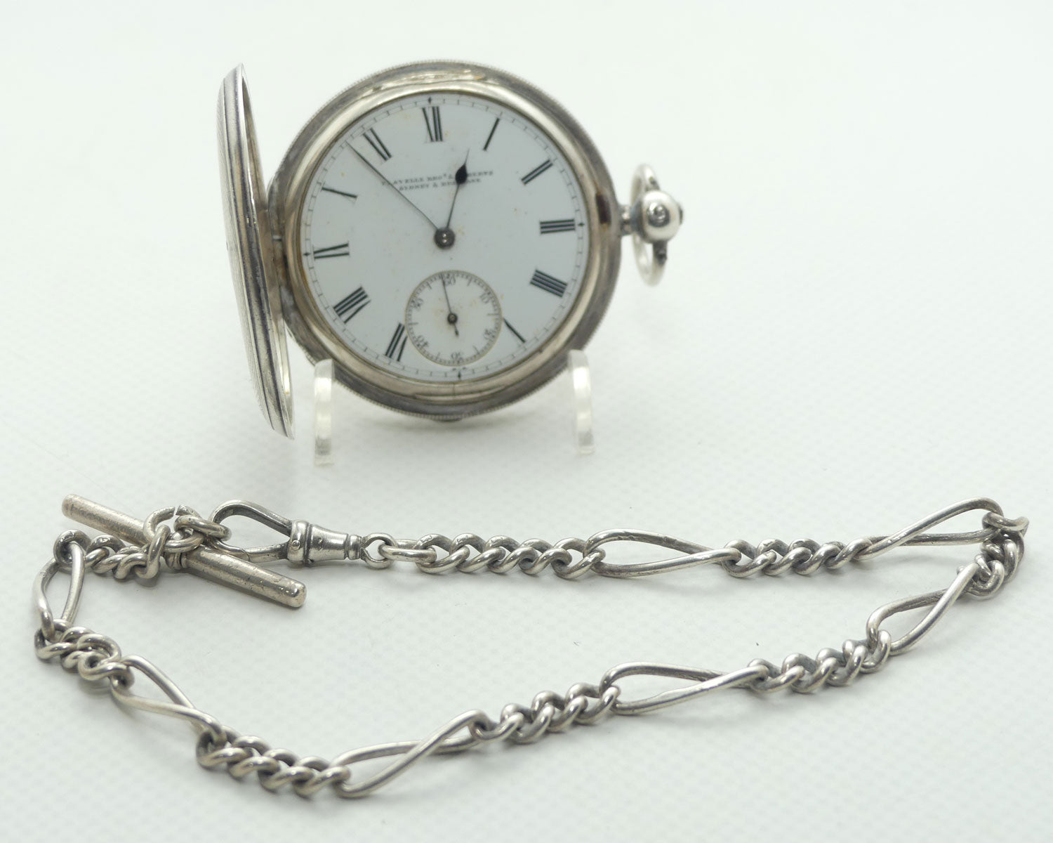 Sterling Silver Pocket Watch to restore and Sterling Silver Albert chain | Flavelle Bros & Roberts Sydney & Brisbane
