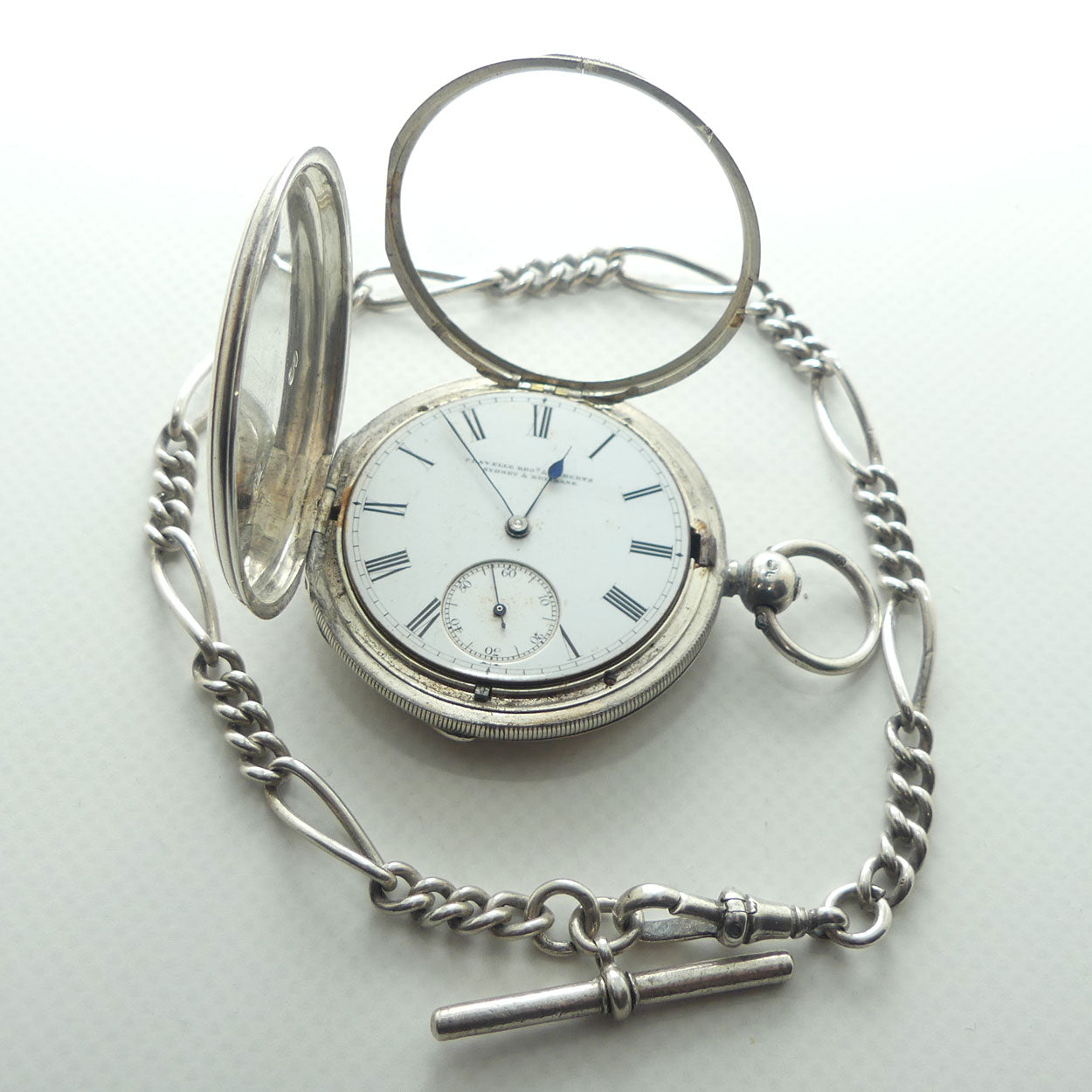 Sterling Silver Pocket Watch to restore and Sterling Silver Albert chain | Flavelle Bros & Roberts Sydney & Brisbane