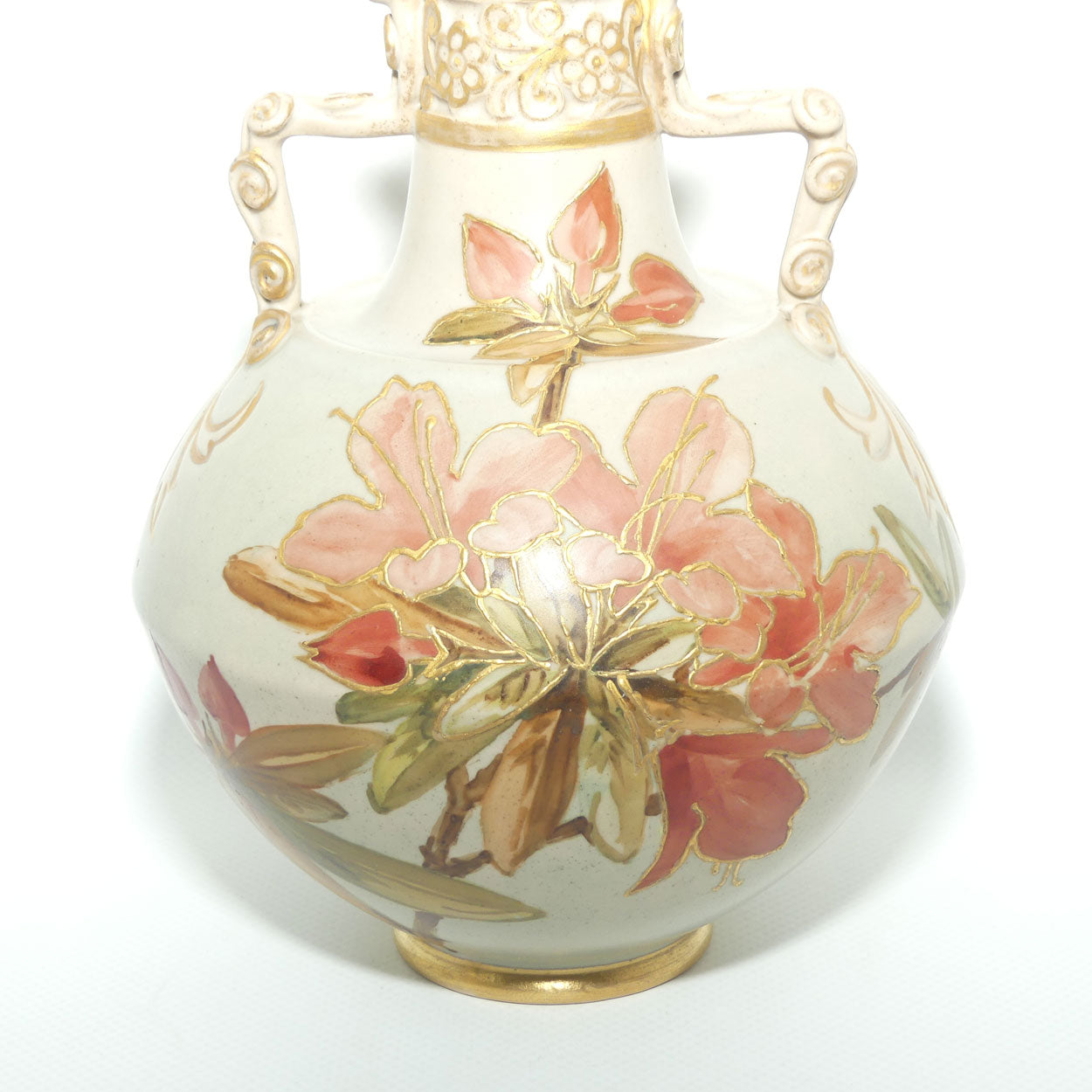 Doulton Lambeth Carrara Ware twin handle vase decorated with gilt tube lined Floral decoration  | #2 | Eliza Simmance and Kate Rogers