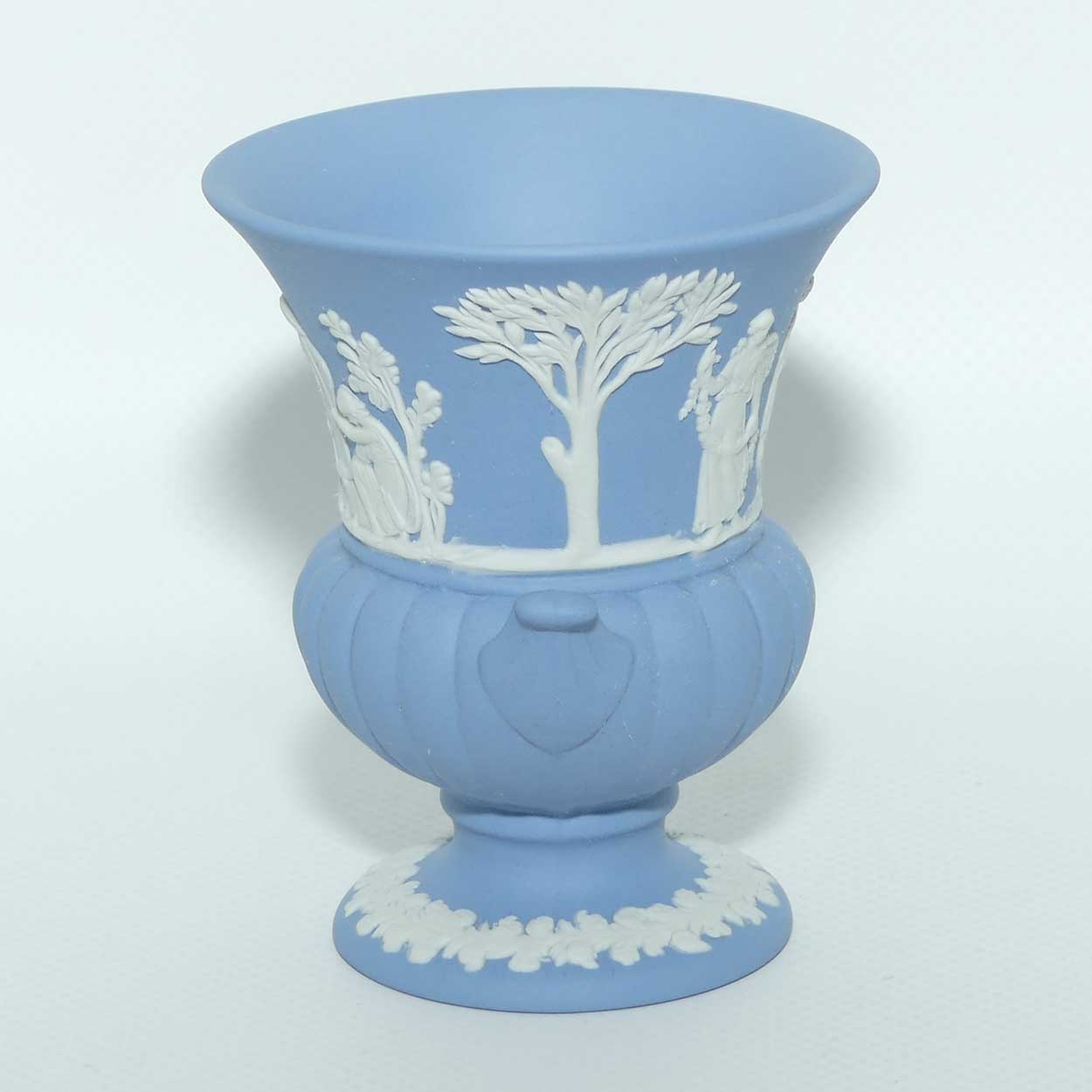 Wedgwood Jasper | White on Pale Blue | Maidens Campagna shape vase | #1
