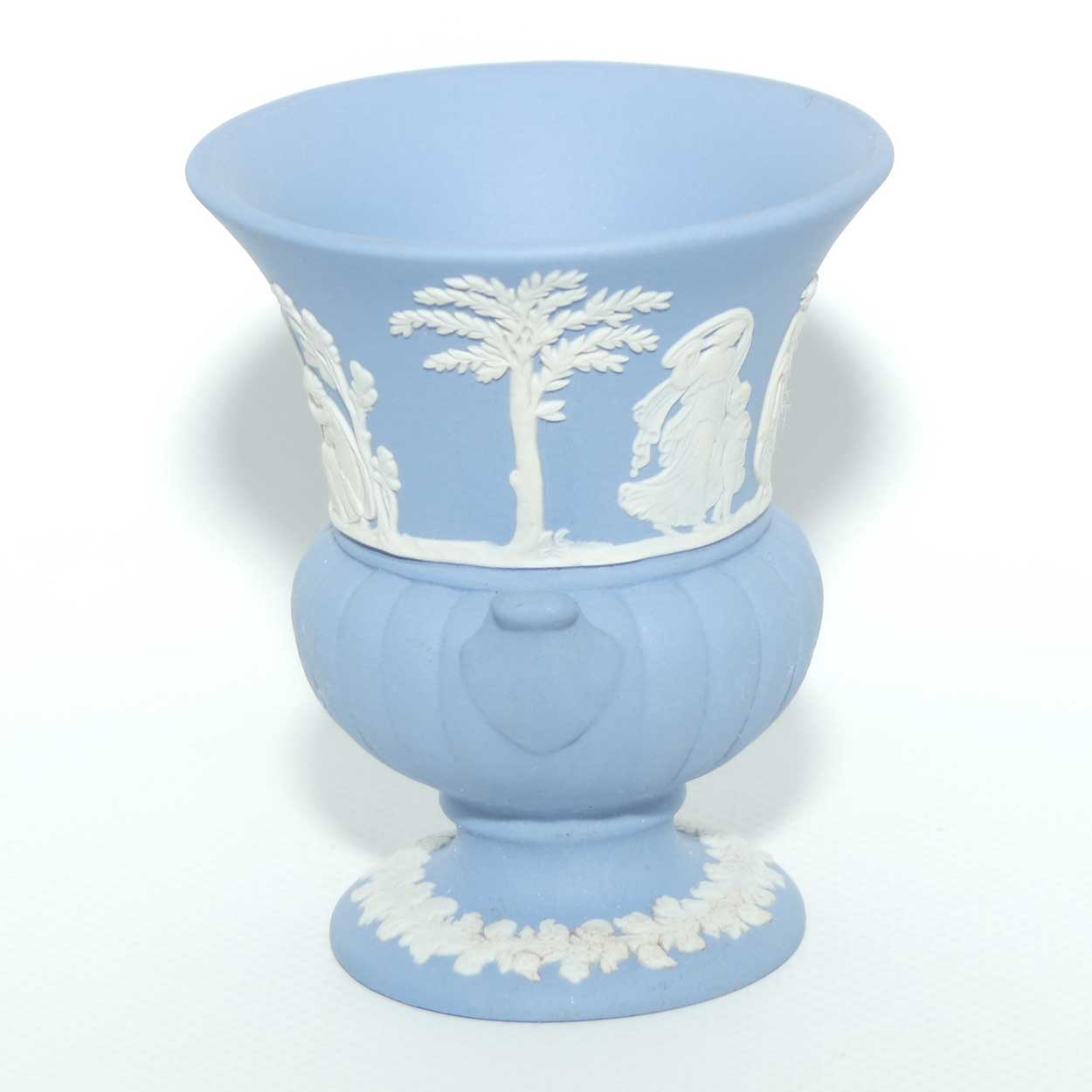 Wedgwood Jasper | White on Pale Blue | Maidens Campagna shape vase | #2