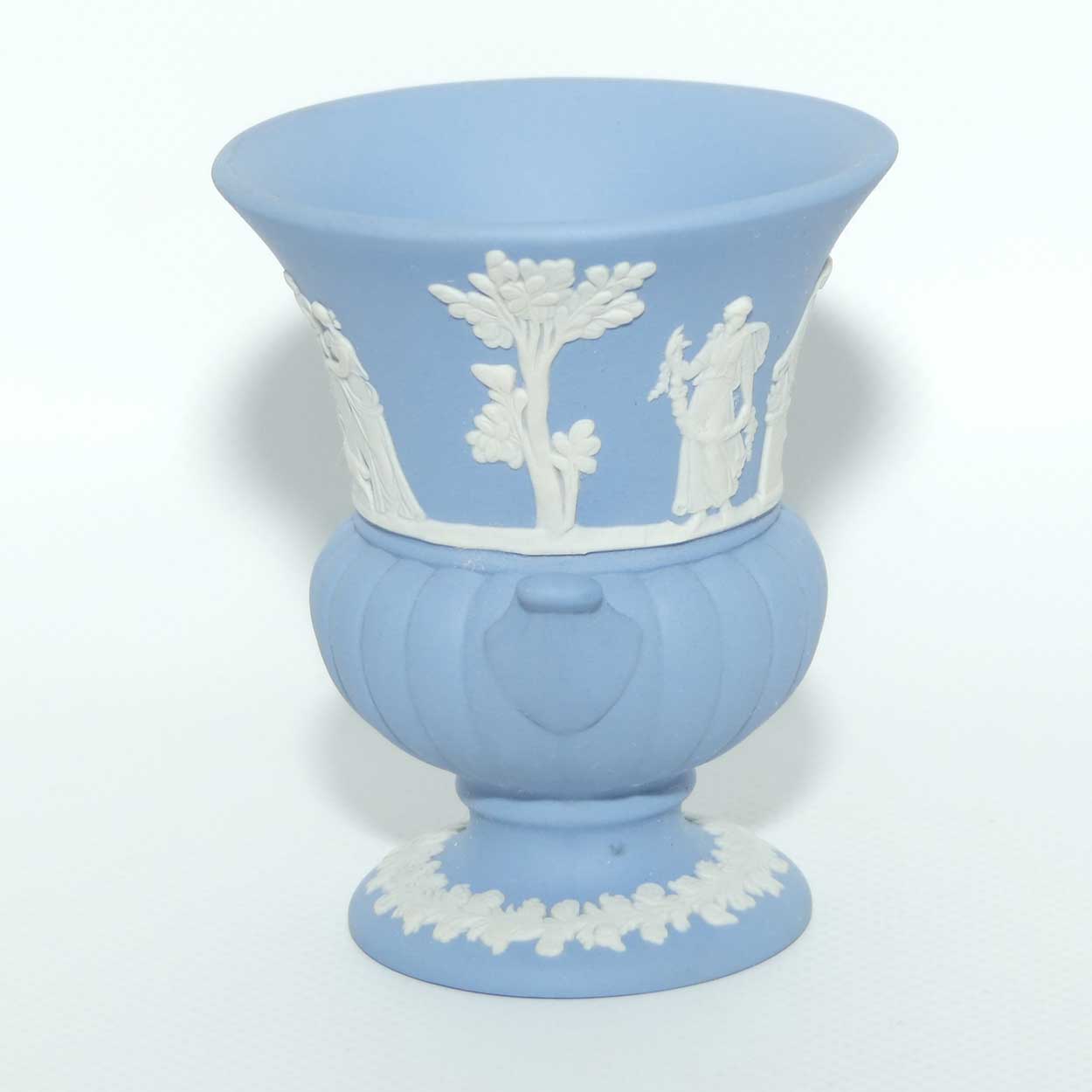 Wedgwood Jasper | White on Pale Blue | Maidens Campagna shape vase | #2