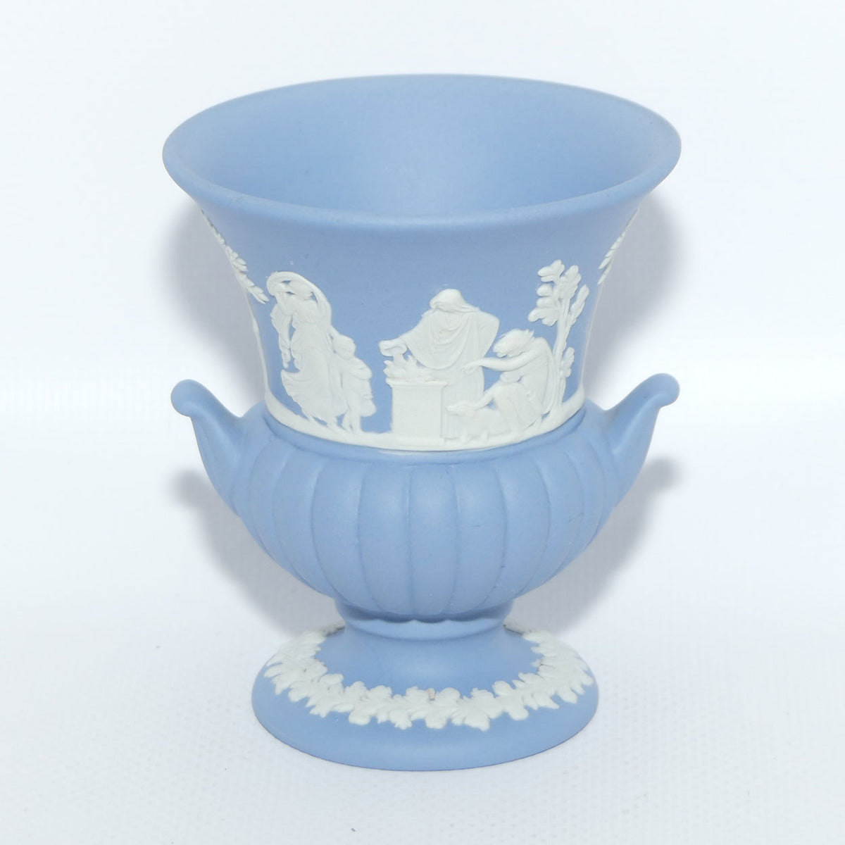 Wedgwood Jasper | White on Pale Blue | Maidens Campagna shape vase | #3