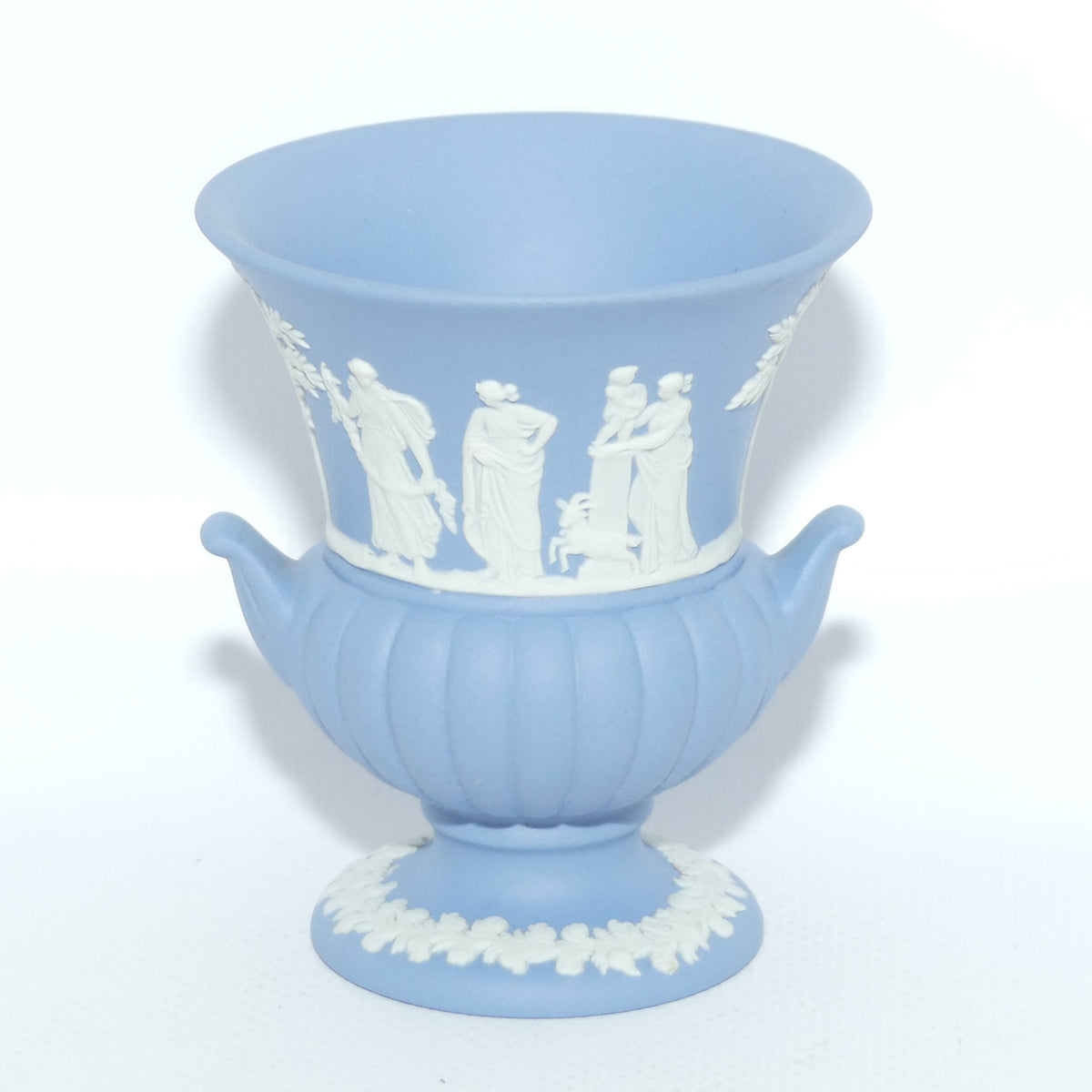 Wedgwood Jasper | White on Pale Blue | Maidens Campagna shape vase | #3