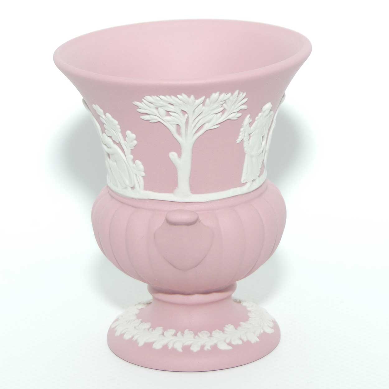 Wedgwood Jasper | White on Pink | Maidens Campagna shape vase