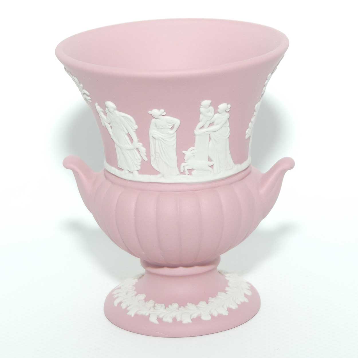Wedgwood Jasper | White on Pink | Maidens Campagna shape vase
