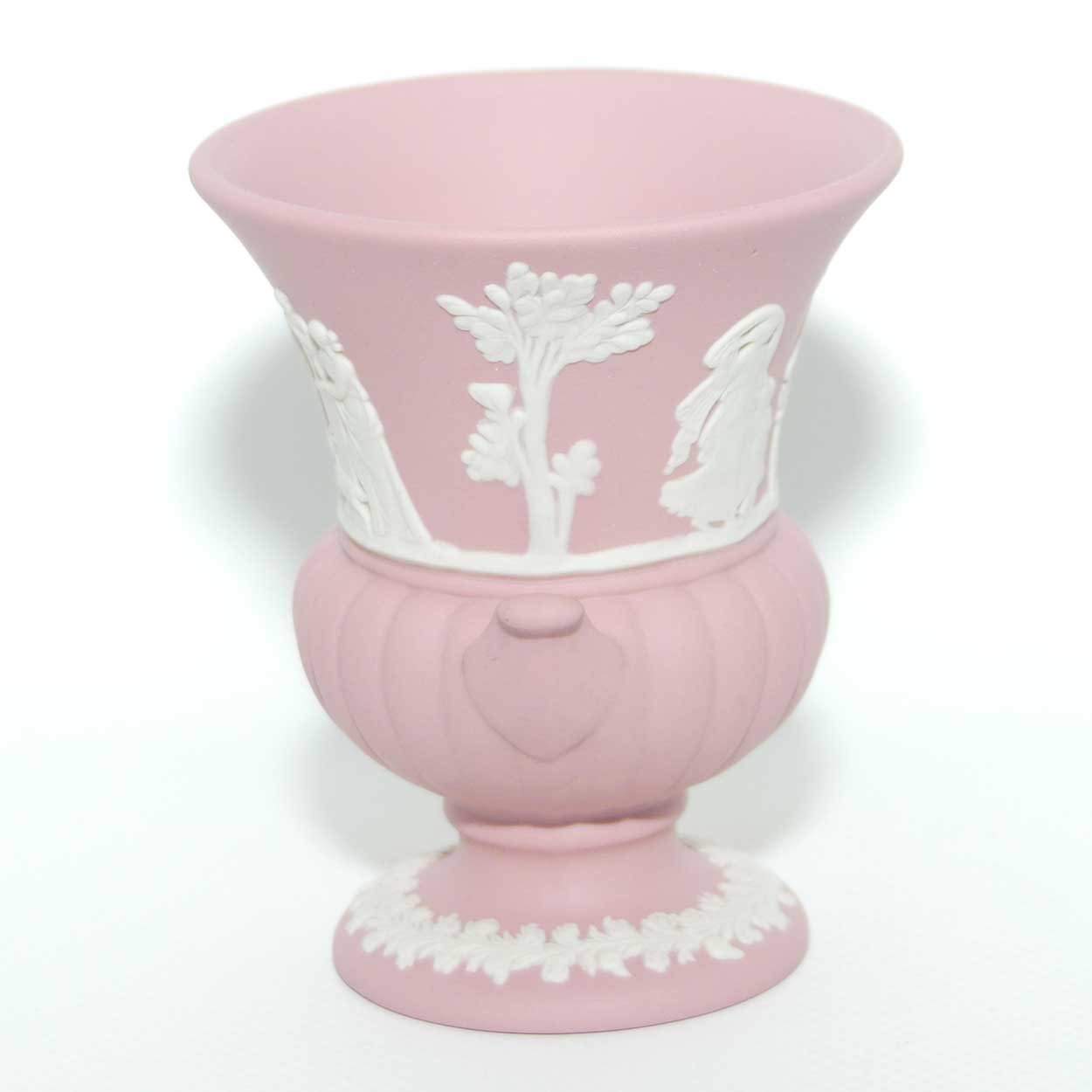 Wedgwood Jasper | White on Pink | Maidens Campagna shape vase