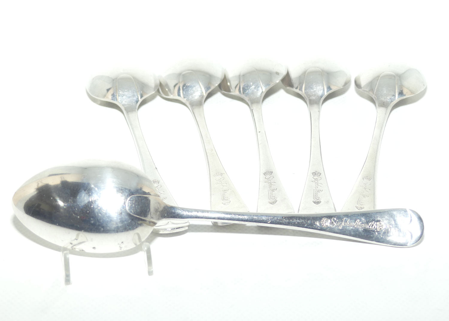 Set of 6 Sir John Bennett EPNS A1 | Silver Plated Desert Spoons | 18cm