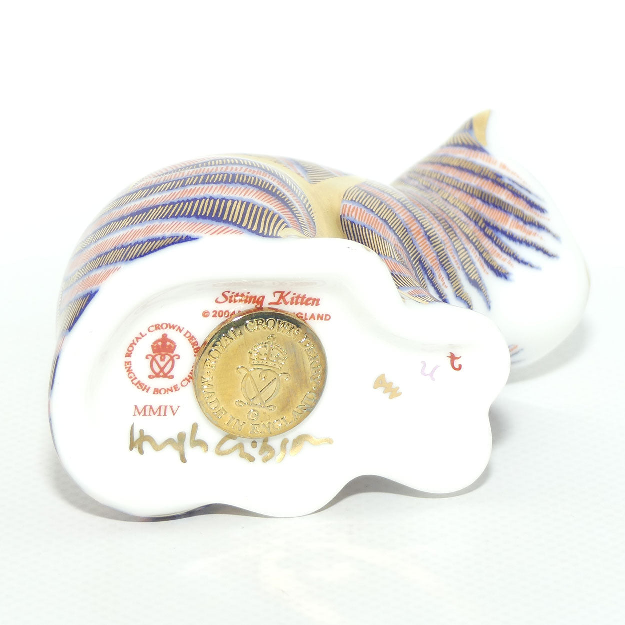 Royal Crown Derby paperweight | Sitting Kitten | signed Hugh Gibson | boxed
