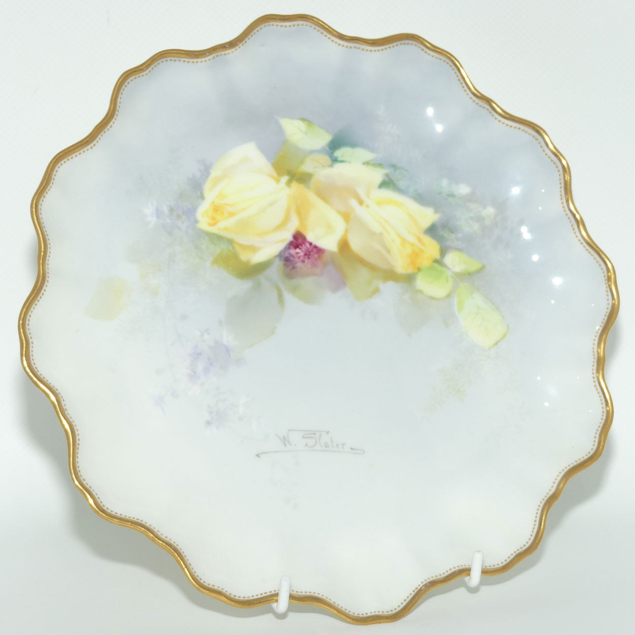 Royal Doulton hand painted Yellow Roses plate (Slater)