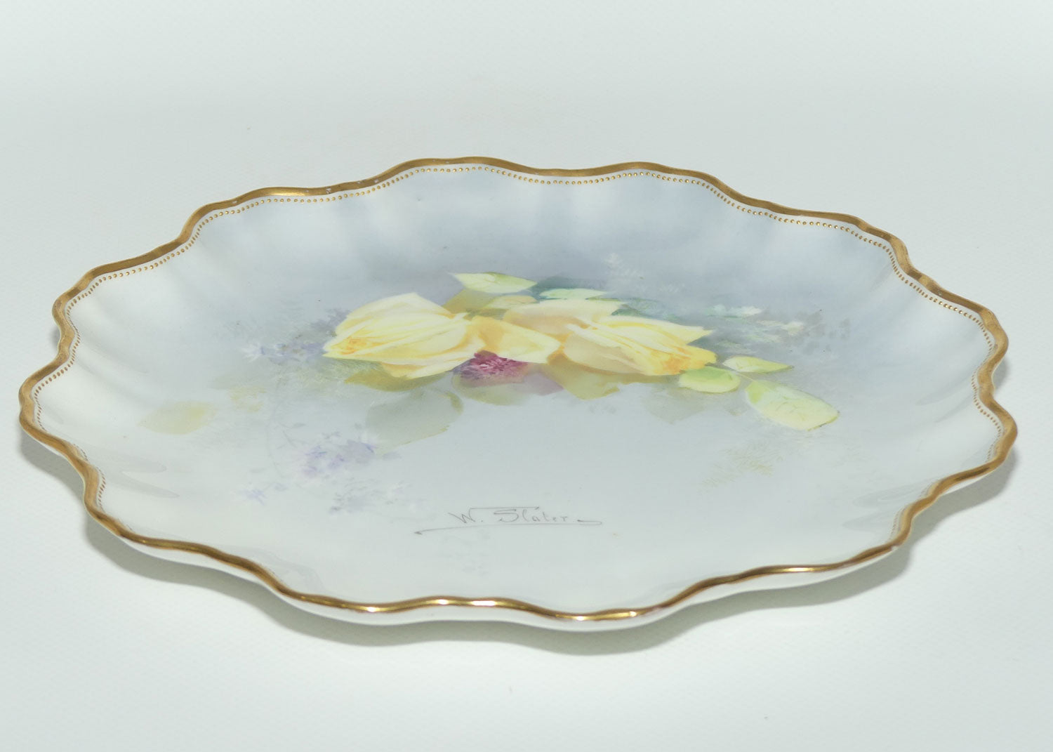 Royal Doulton hand painted Yellow Roses plate (Slater)