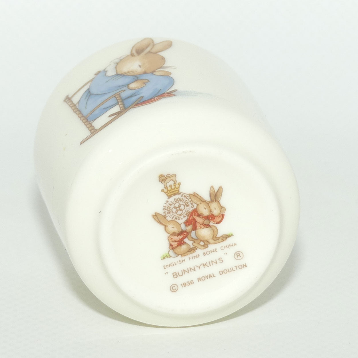 Royal Doulton Bunnykins egg cup | Sleeping in a Rocking Chair | Raising Hat