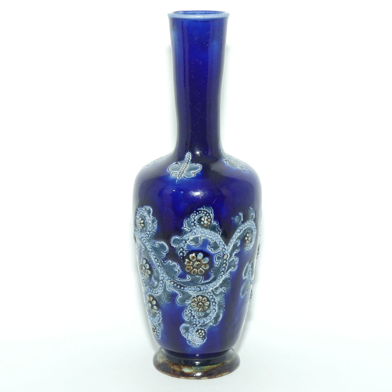 Doulton Lambeth George Tinworth stoneware Blue Glaze vase c.1879