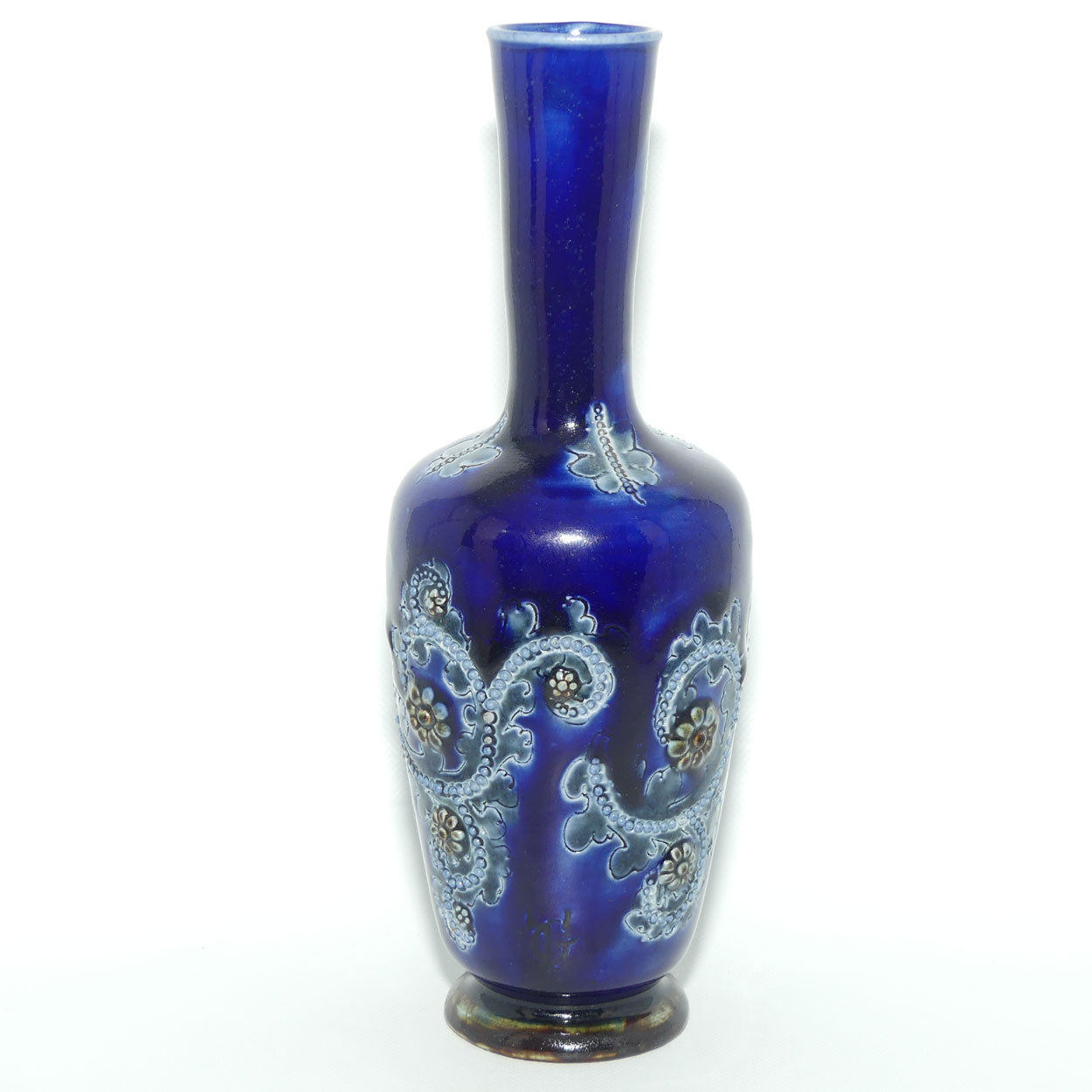 Doulton Lambeth George Tinworth stoneware Blue Glaze vase c.1879