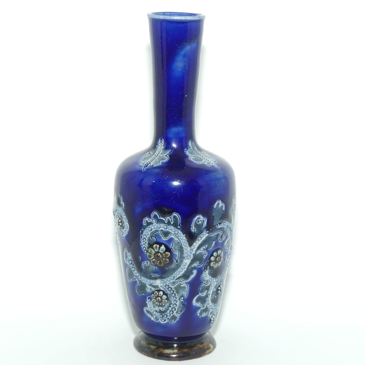 Doulton Lambeth George Tinworth stoneware Blue Glaze vase c.1879