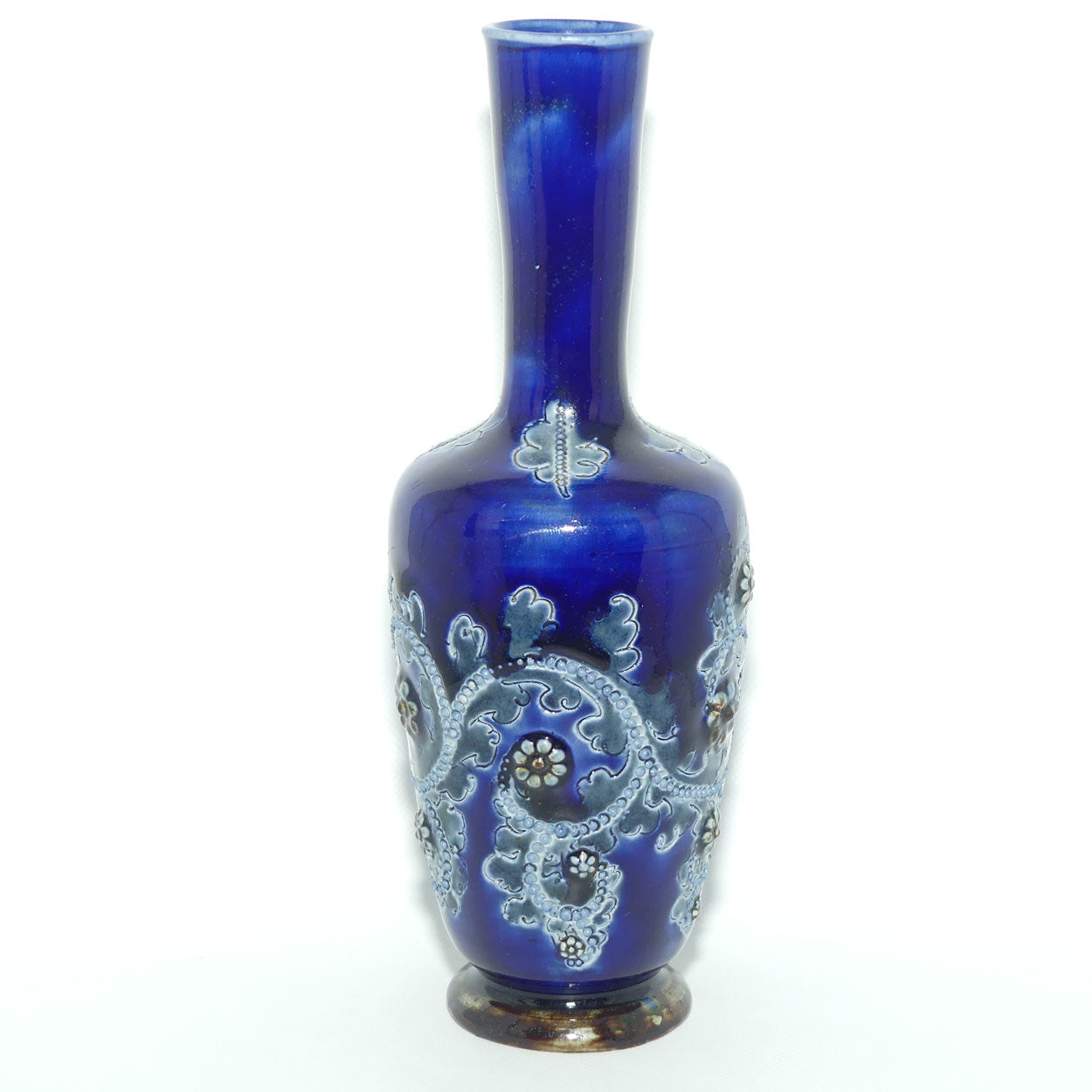 Doulton Lambeth George Tinworth stoneware Blue Glaze vase c.1879