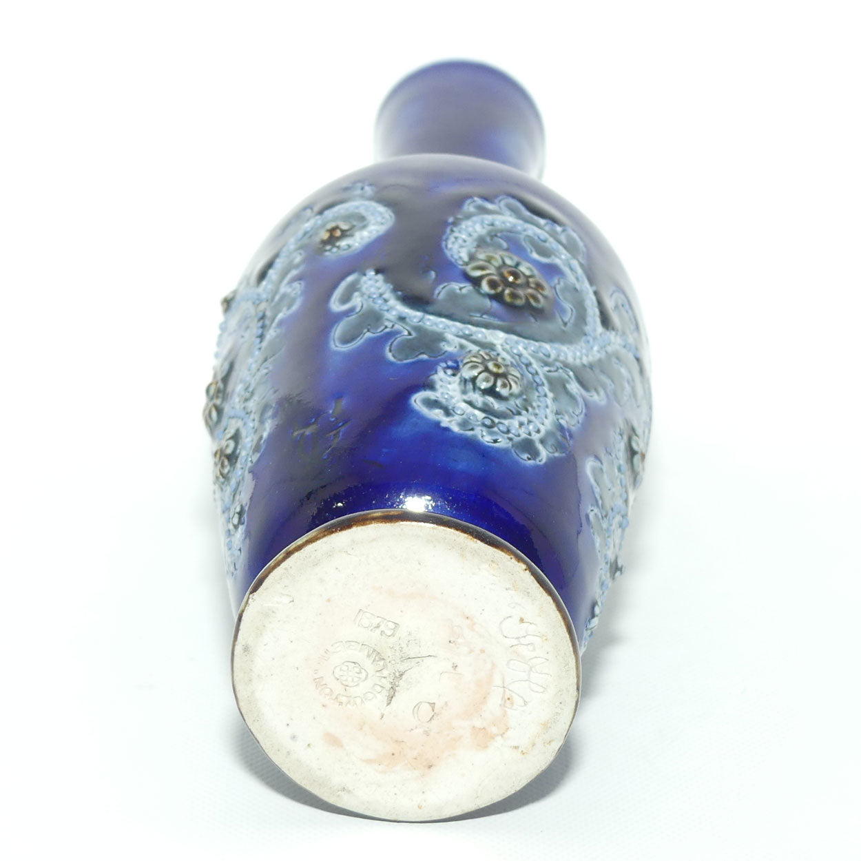 Doulton Lambeth George Tinworth stoneware Blue Glaze vase c.1879