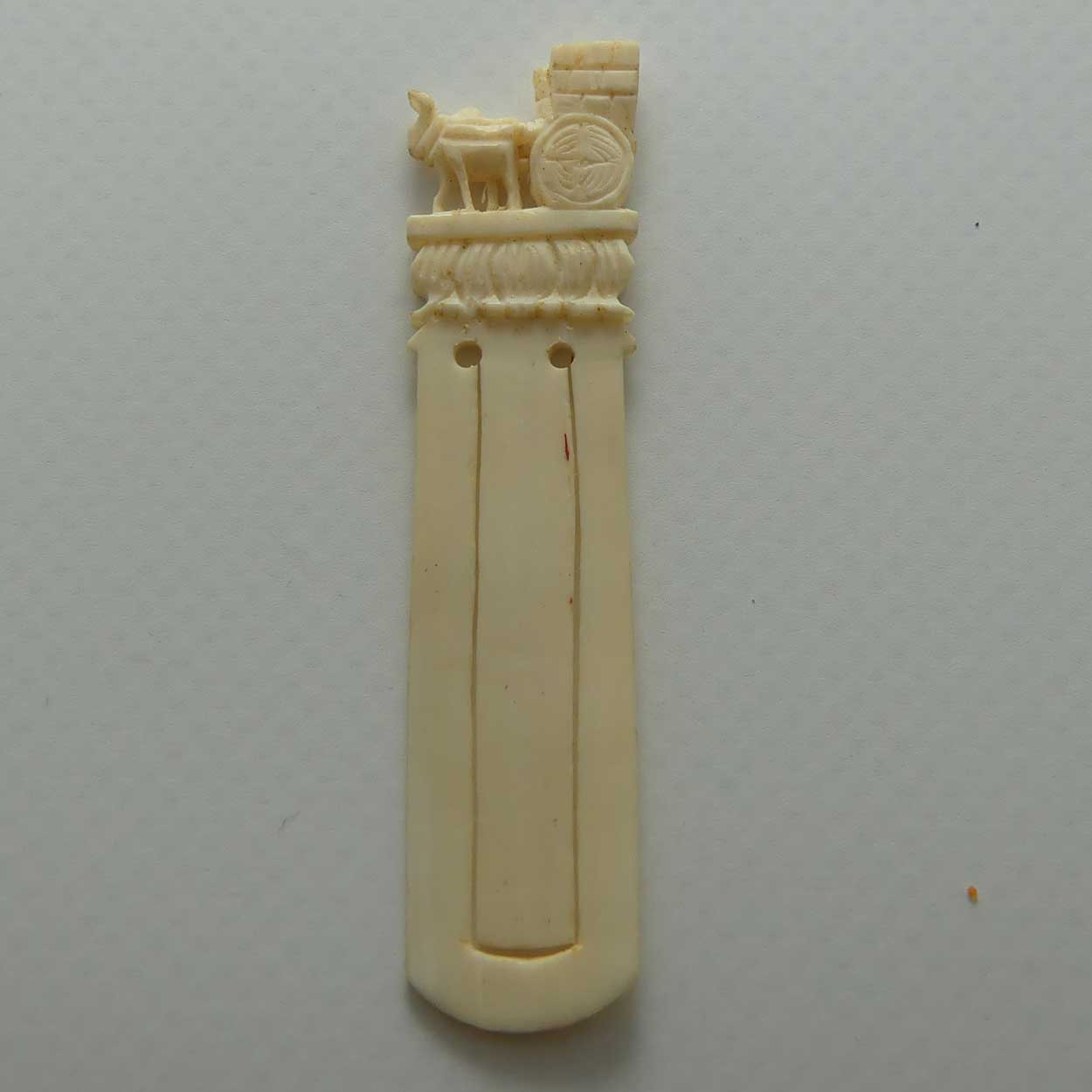 Carved Ivory small Elephant towing Wagon page marker | book mark