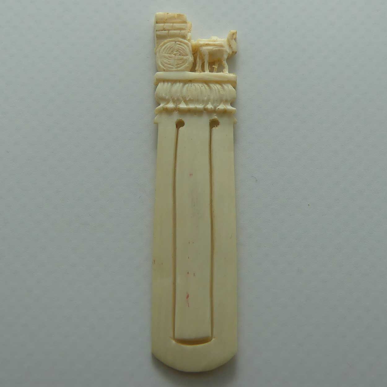 Carved Ivory small Elephant towing Wagon page marker | book mark