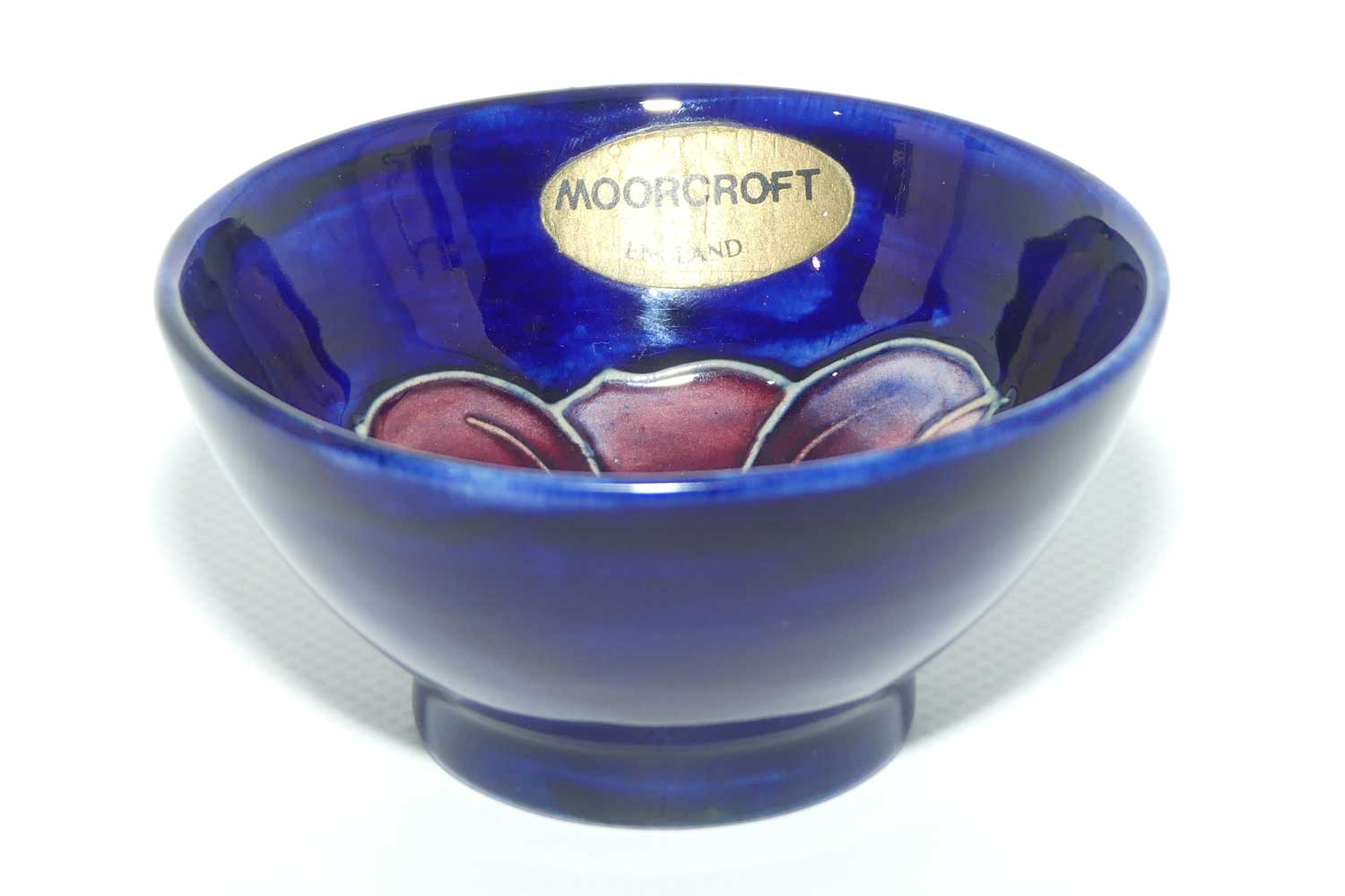 Walter Moorcroft Clematis with Blue ground footed bowl | 8.7cm diam
