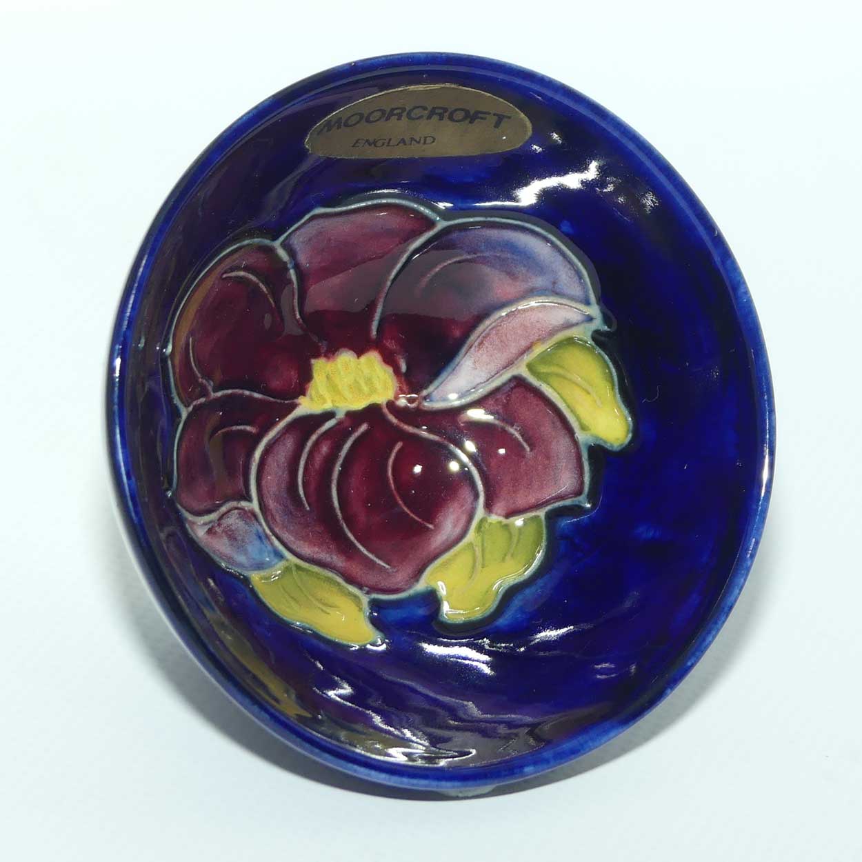 Walter Moorcroft Clematis with Blue ground footed bowl | 8.7cm diam