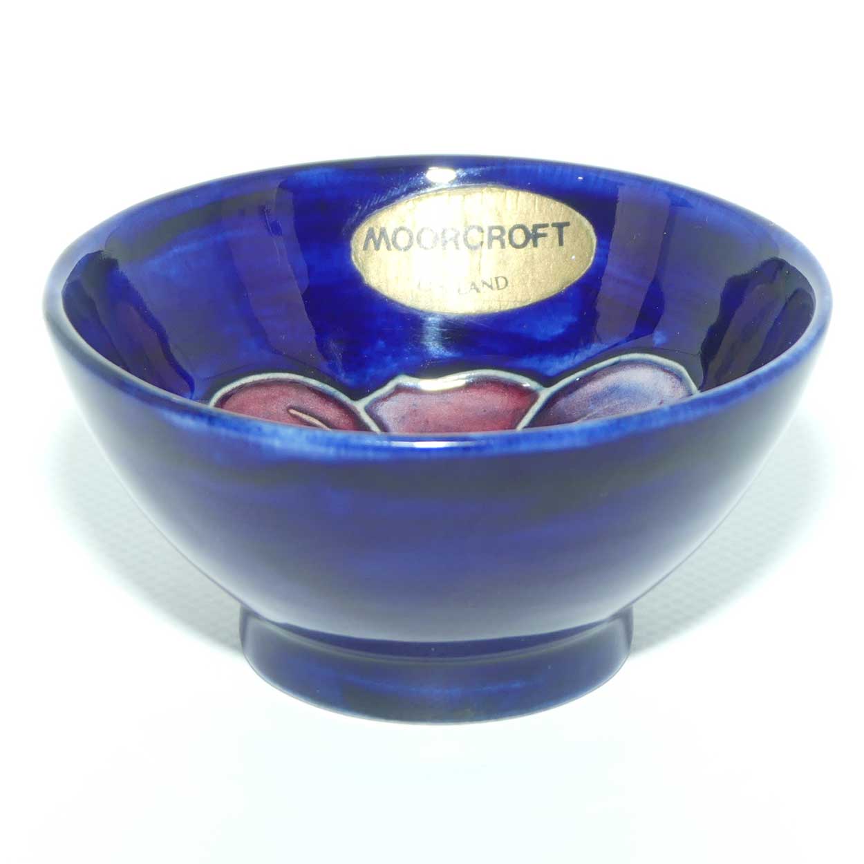 Walter Moorcroft Clematis with Blue ground footed bowl | 8.7cm diam