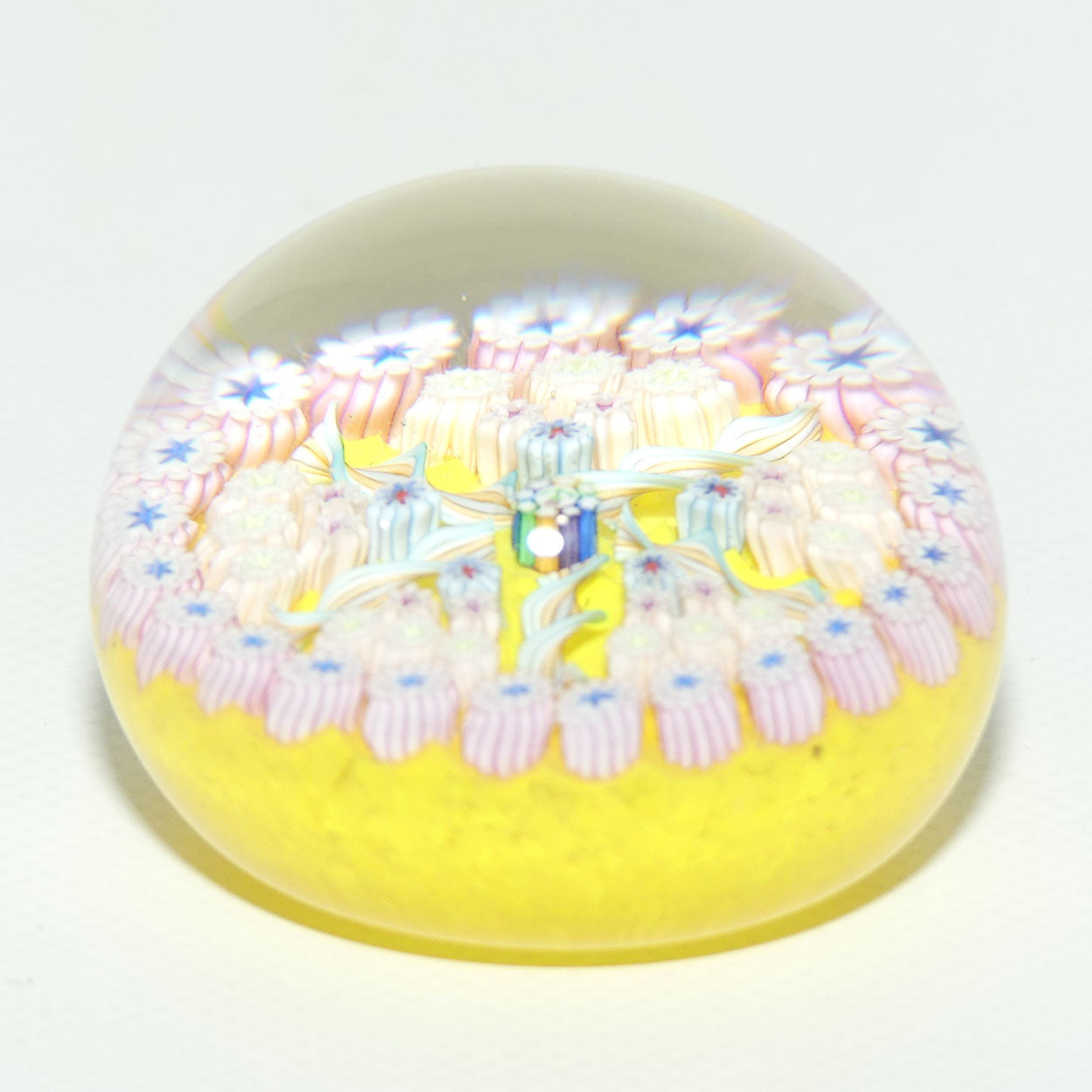 John Deacons Scotland Millefiori 5 Spoke small paperweight | Buttercup