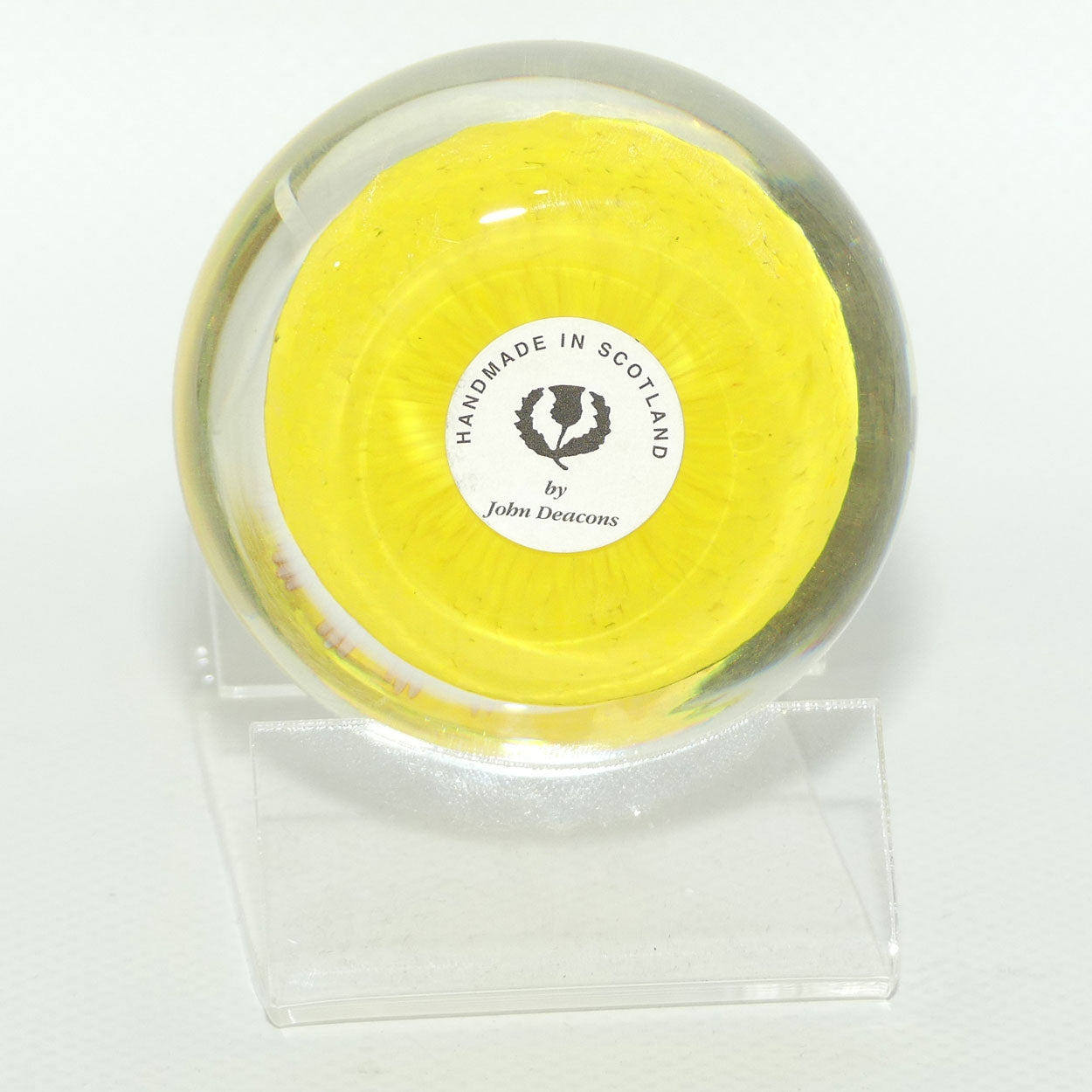 John Deacons Scotland Millefiori 5 Spoke small paperweight | Buttercup