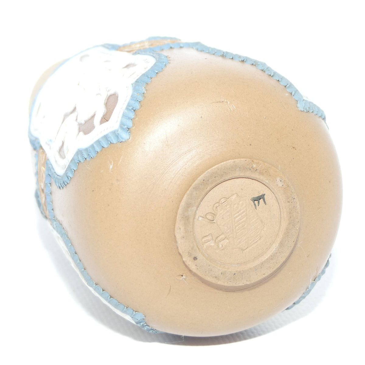 Doulton Lambeth Silicon Floral decorated vase with Blue Beading | Celtic Scrolling