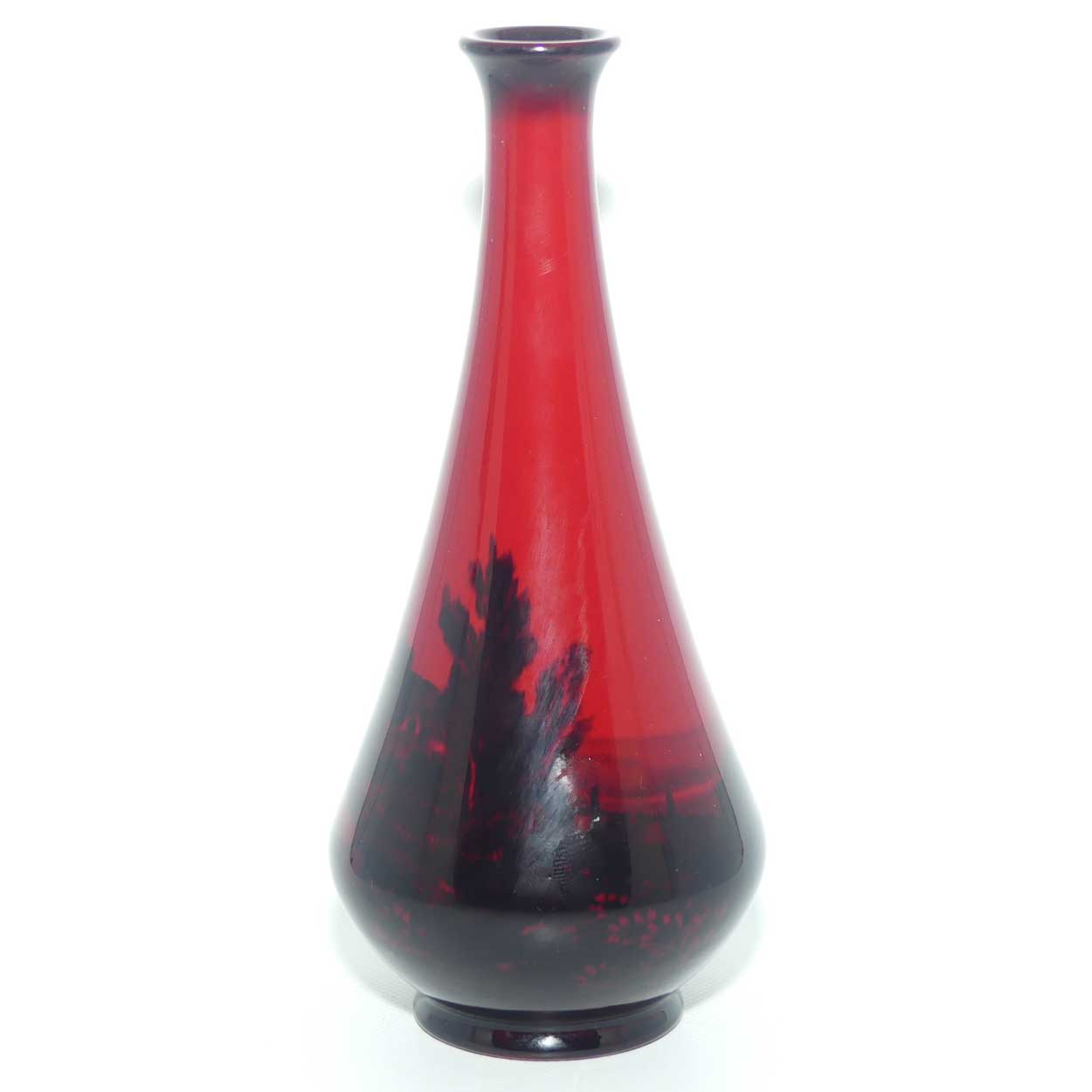 Royal Doulton Flambe small tapering vase | Thatched Cottage Farmhouse and Daisies | signed FM Moore