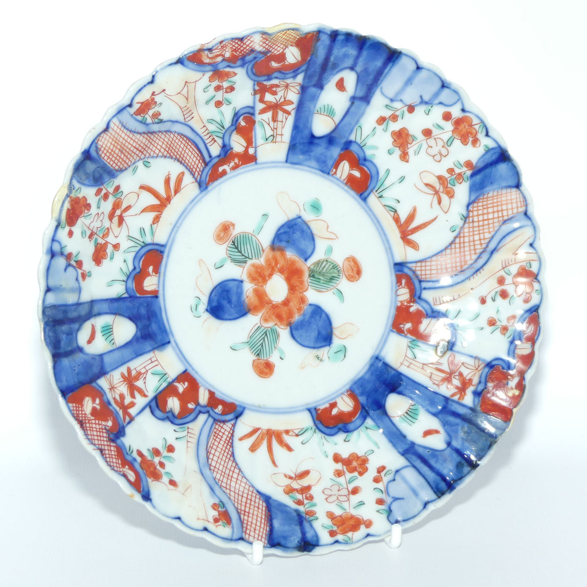 Japanese Imari hand painted cabinet plate c.1900 | Fluted Rim | 19cm diam
