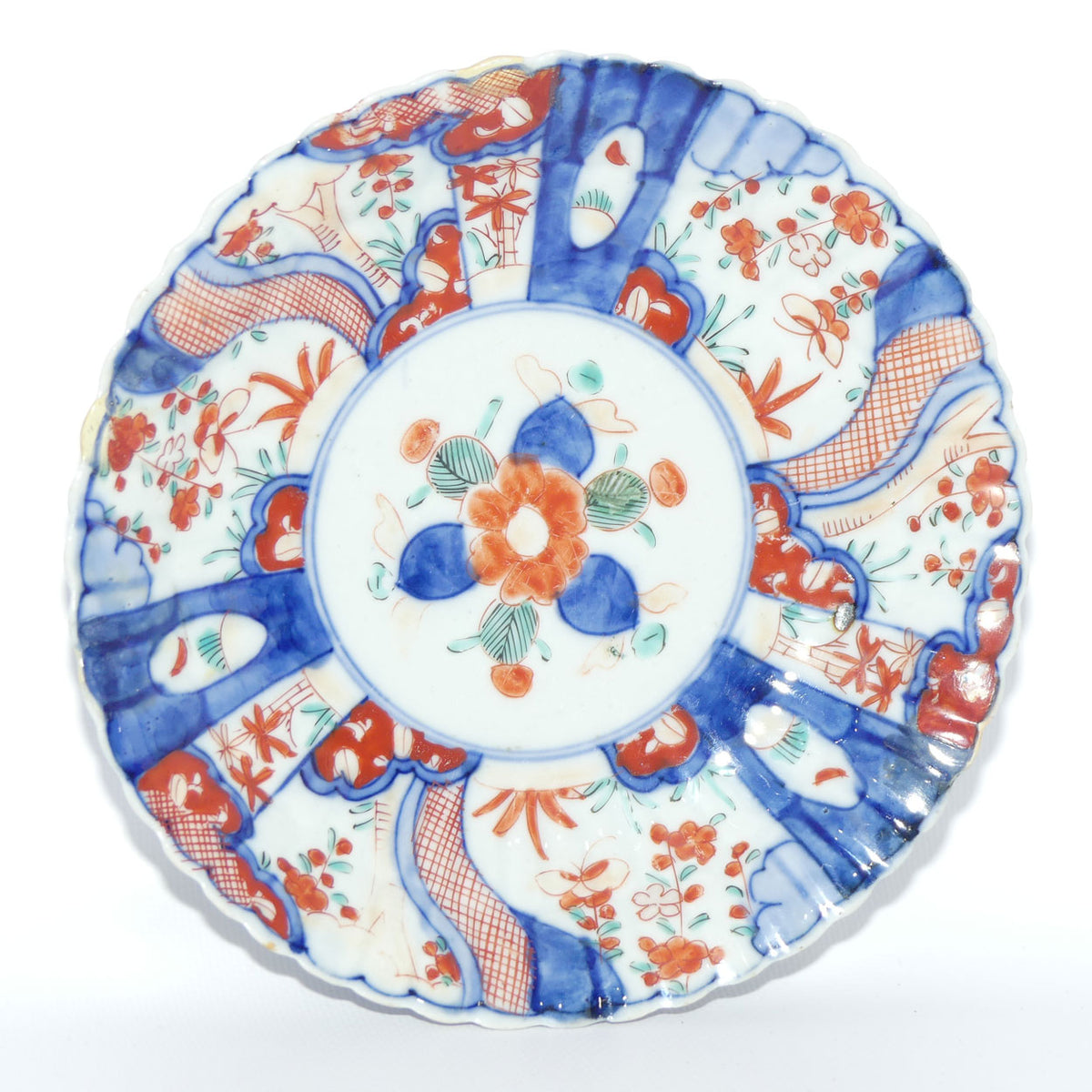 Japanese Imari hand painted cabinet plate c.1900 | Fluted Rim | 19cm diam