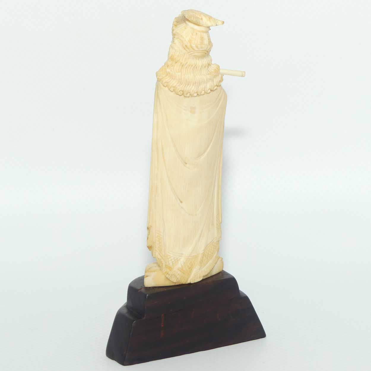Carved Ivory Figure on Rosewood base | Krishna playing Flute | 13cm