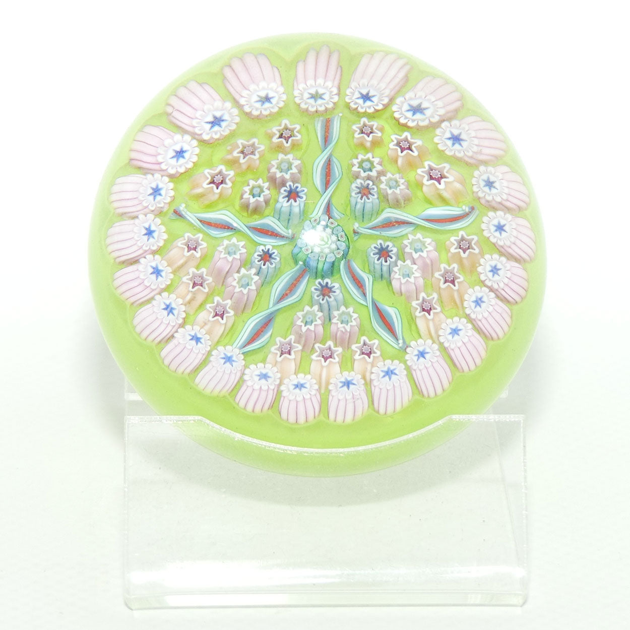 John Deacons Scotland Millefiori 5 Spoke small paperweight | Lime