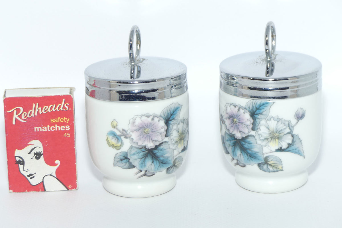 Royal Worcester Floral decorated pair of egg coddlers | Boxed