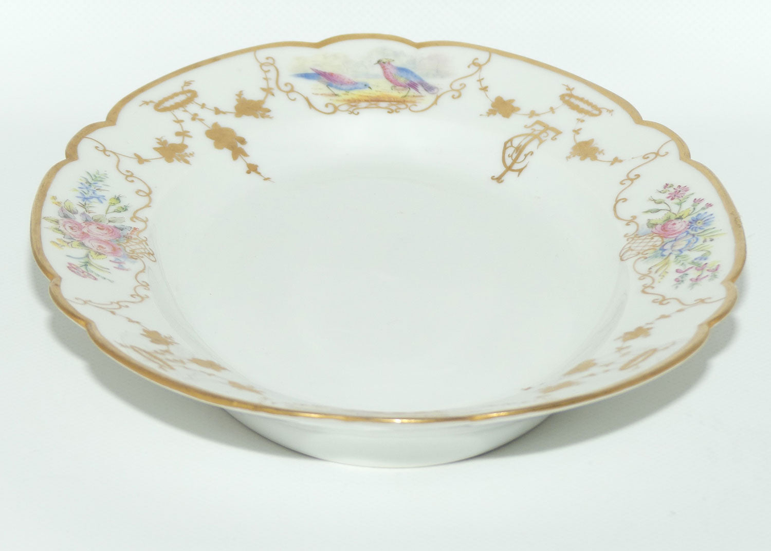 Early Australian China Painted small meat platter decorated with Asiatic Pheasants | 28.5cm | by Ethel L Thomas 1910