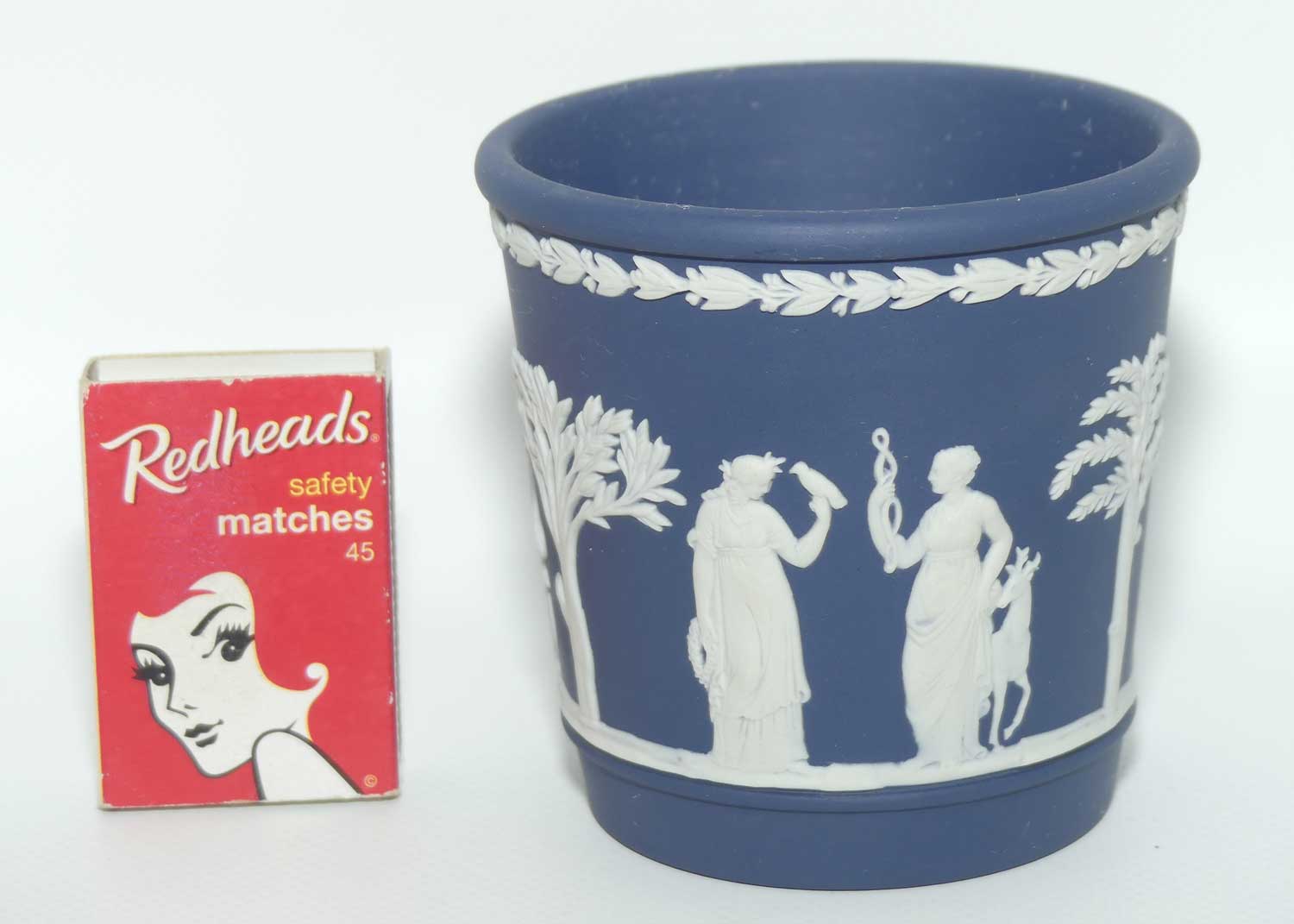 Wedgwood Jasper | White on Dark Blue miniature planter