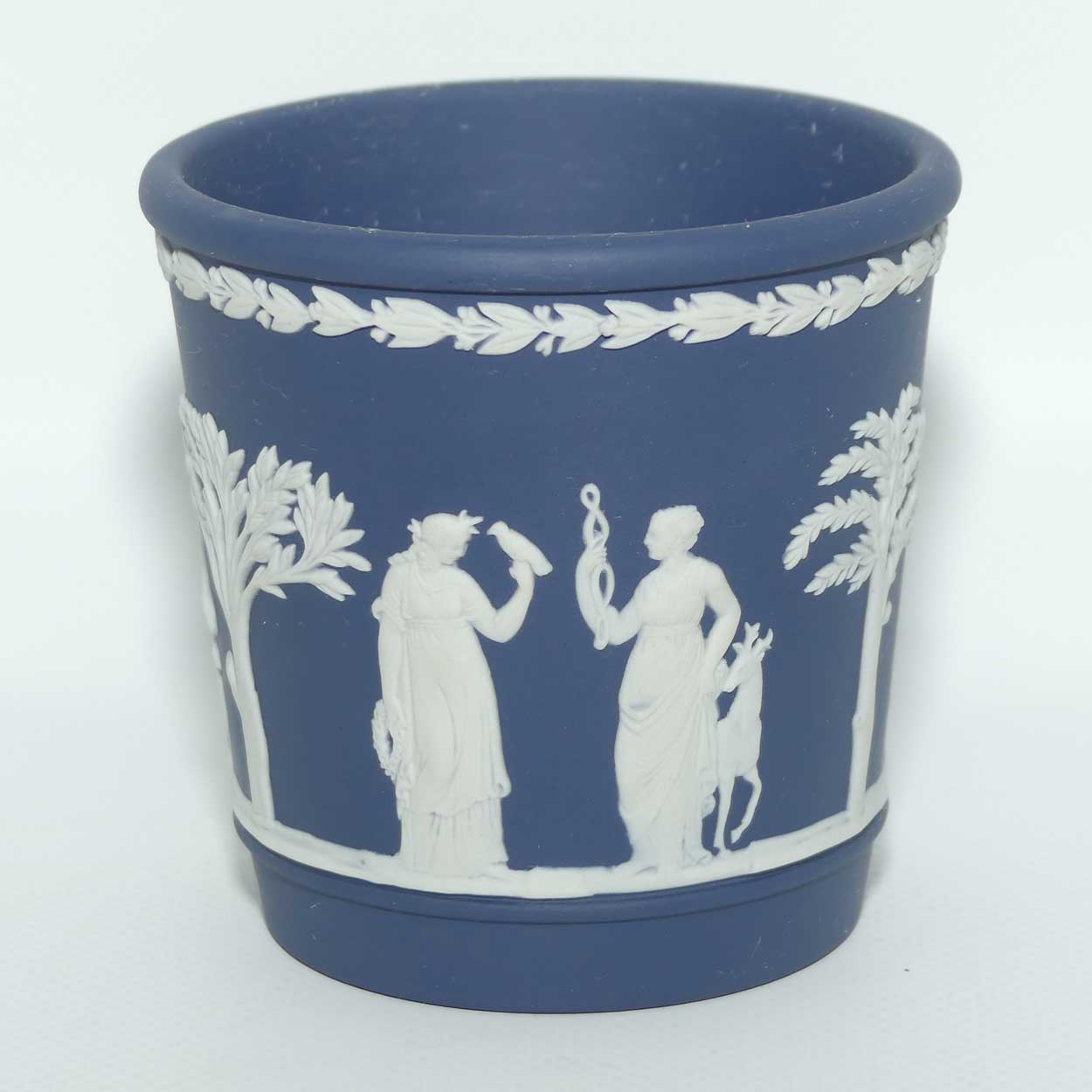 Wedgwood Jasper | White on Dark Blue miniature planter