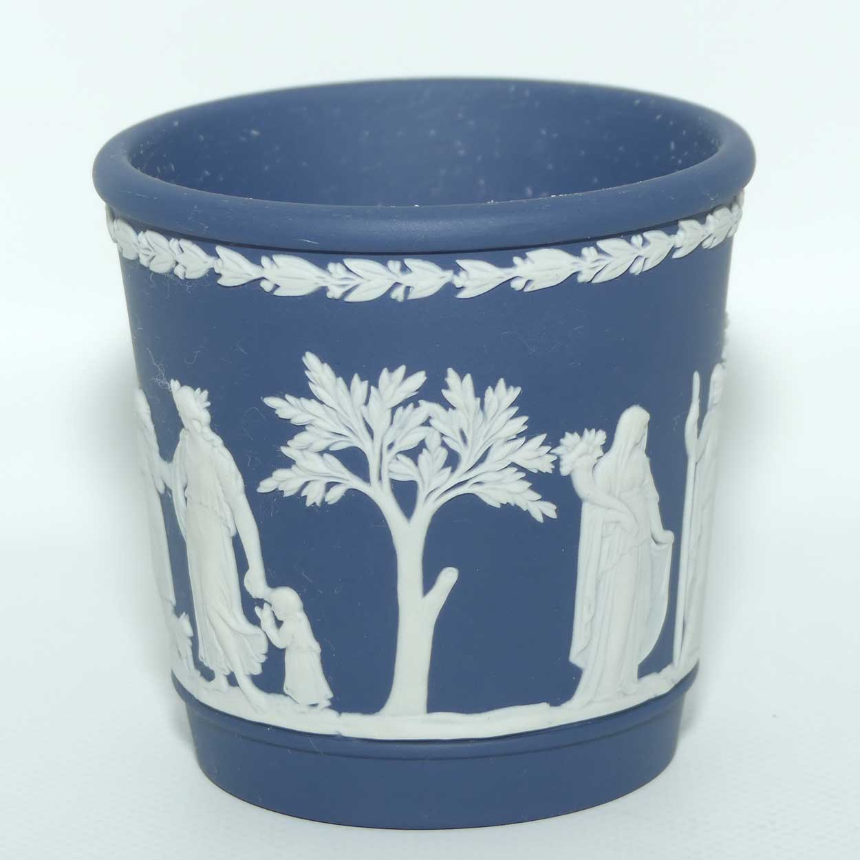 Wedgwood Jasper | White on Dark Blue miniature planter