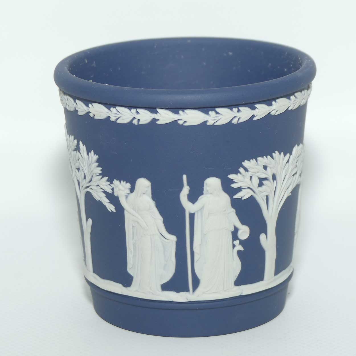 Wedgwood Jasper | White on Dark Blue miniature planter